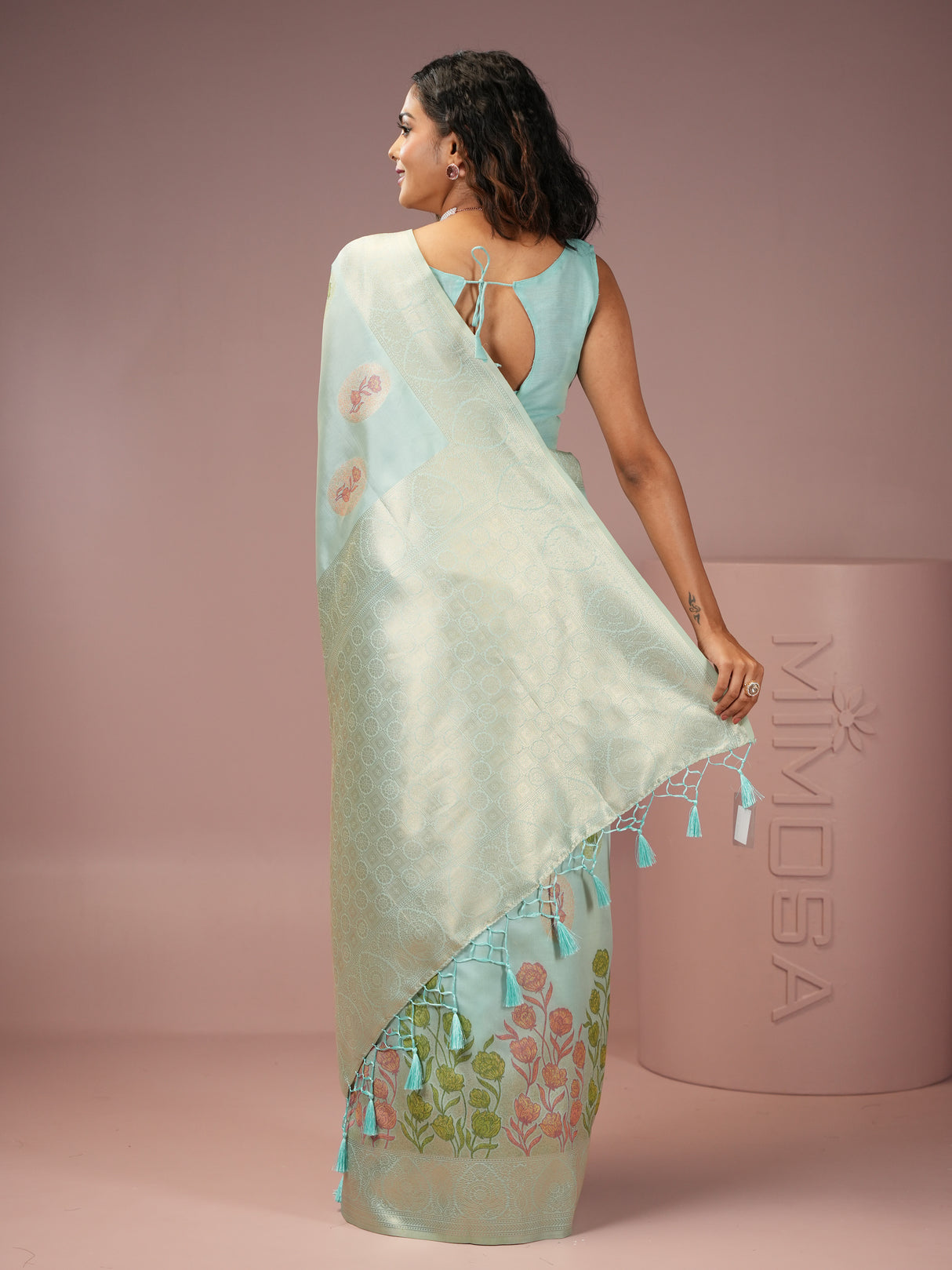 Mimosa Women's Woven Design Banarasi Style Art Silk Saree With Blouse Piece : SA00001990BLUFREE