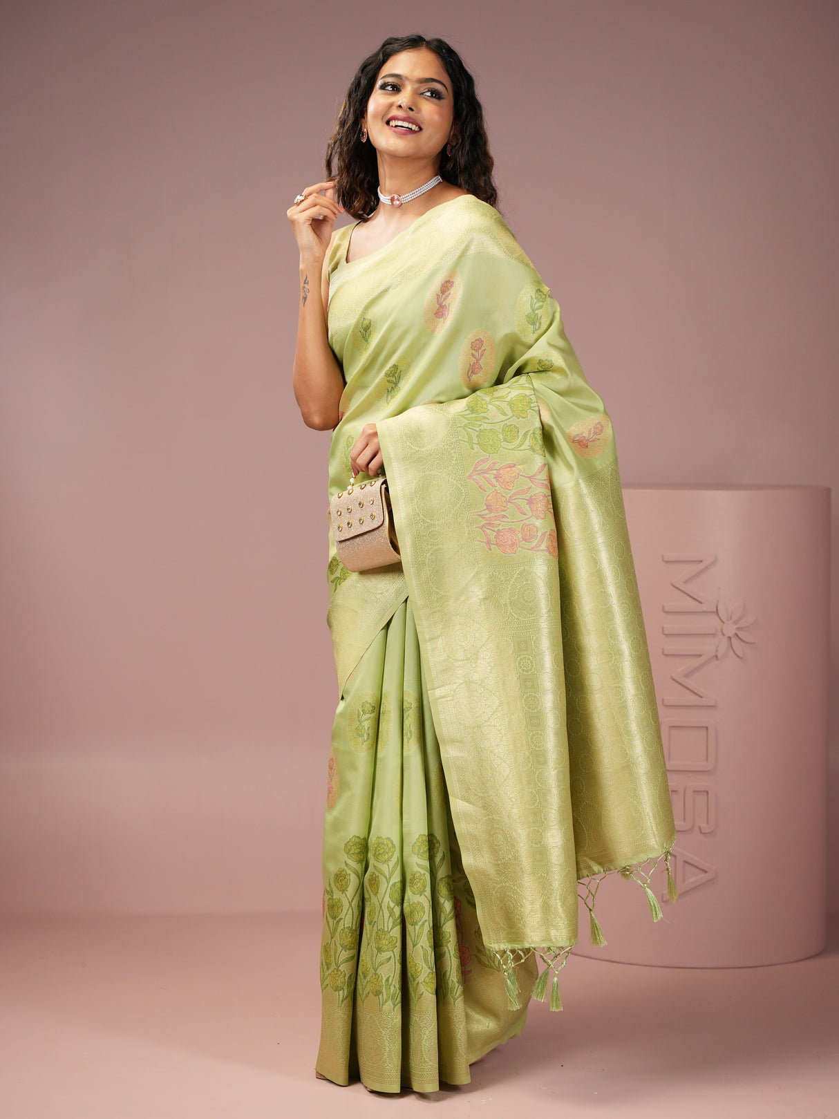 Mimosa Women's Woven Design Banarasi Style Art Silk Saree With Blouse Piece : SA00001990PSFREE