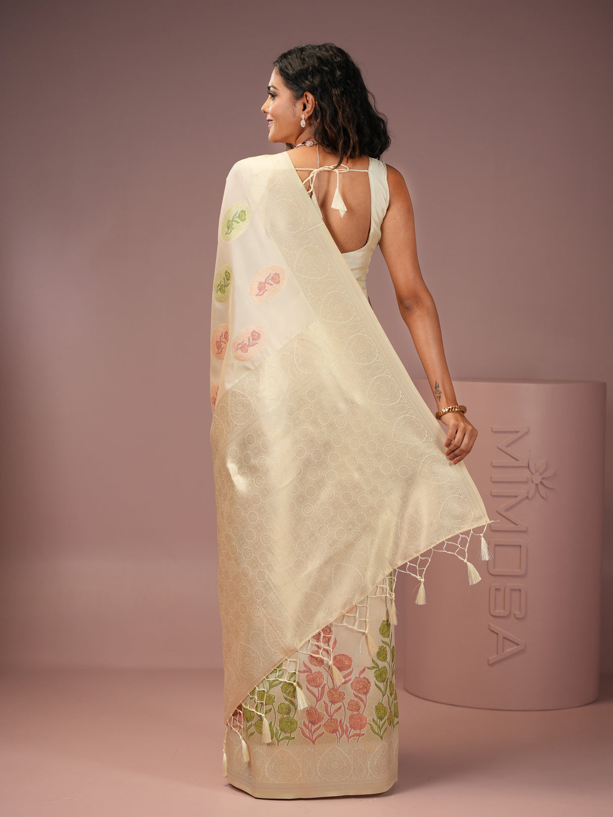 Mimosa Women's Woven Design Banarasi Style Art Silk Saree With Blouse Piece : SA00001990WHFREE