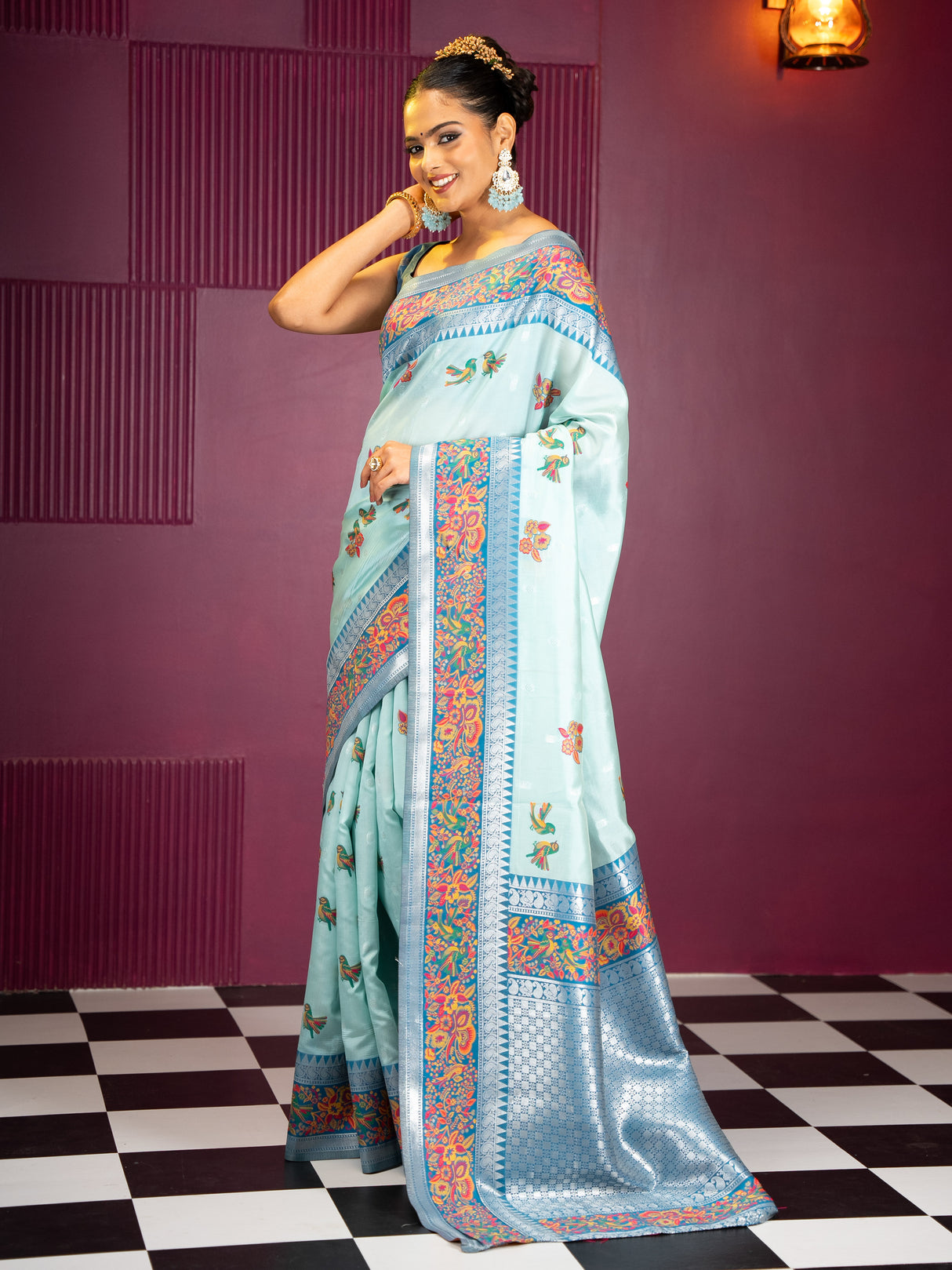 Mimosa Women's Woven Design Banarasi Style Art Silk Saree With Blouse Piece : SA00001992BLUFREE