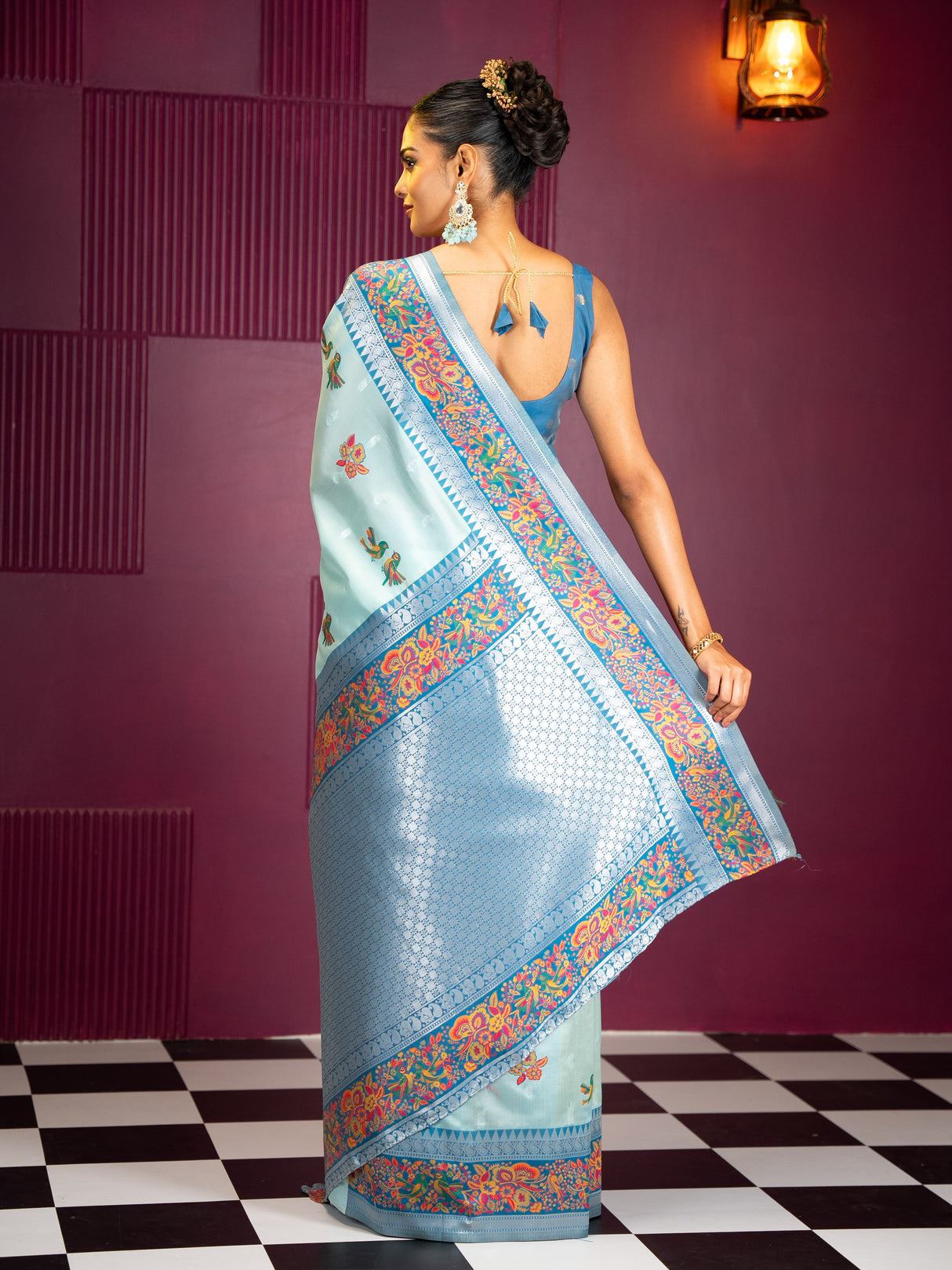 Mimosa Women's Woven Design Banarasi Style Art Silk Saree With Blouse Piece : SA00001992BLUFREE