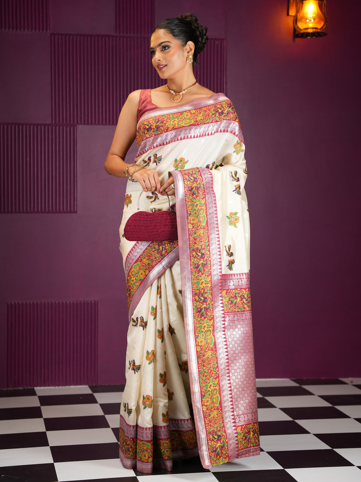 Mimosa Women's Woven Design Banarasi Style Art Silk Saree With Blouse Piece : SA00001992HWFREE