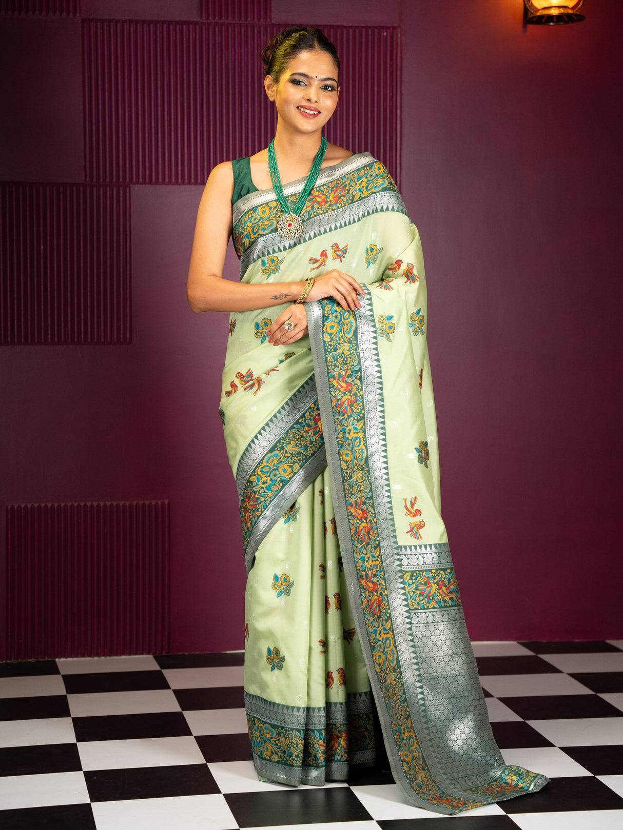 Mimosa Women's Woven Design Banarasi Style Art Silk Saree With Blouse Piece : SA00001992PSFREE