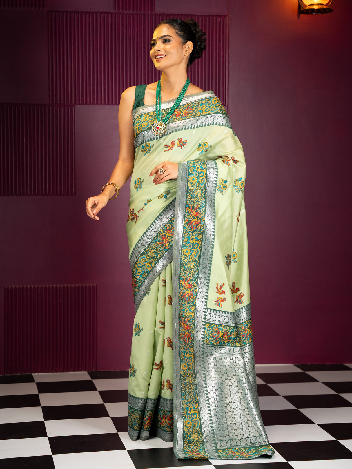 Mimosa Women's Woven Design Banarasi Style Art Silk Saree With Blouse Piece : SA00001992PSFREE