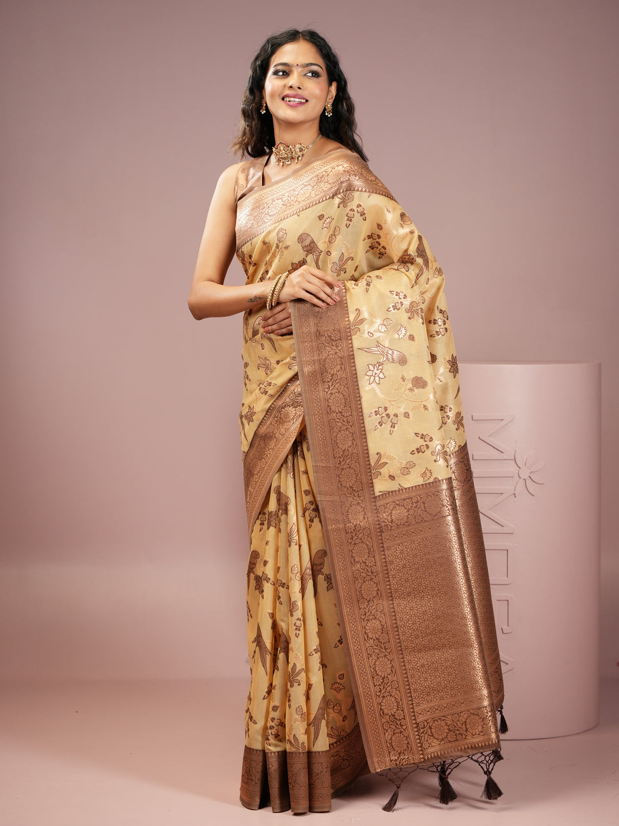 Mimosa Women's Woven Design Banarasi Style Art Silk Saree With Blouse Piece : SA00001999IVRFREE