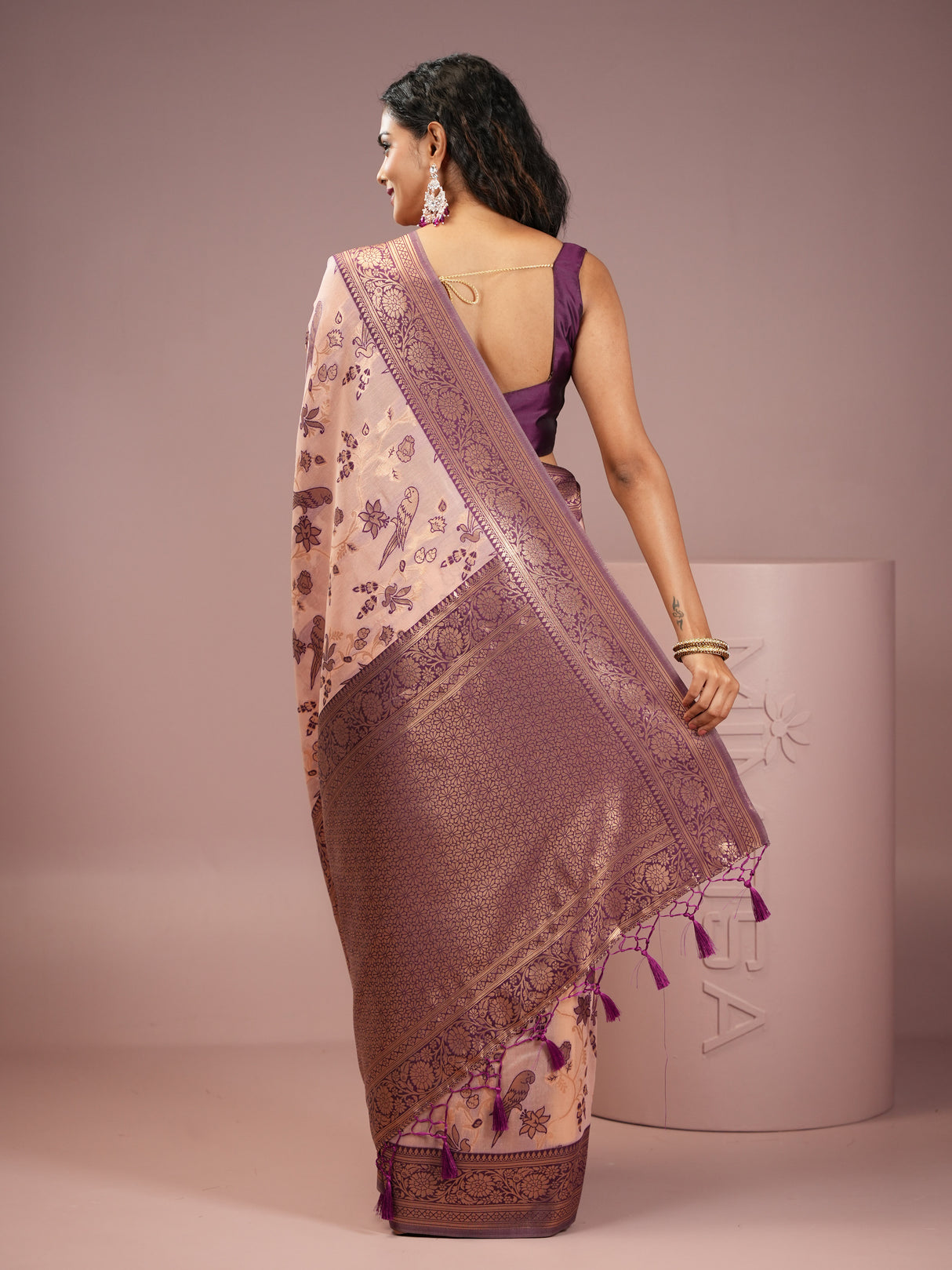 Mimosa Women's Woven Design Banarasi Style Art Silk Saree With Blouse Piece : SA00001999PNKFREE