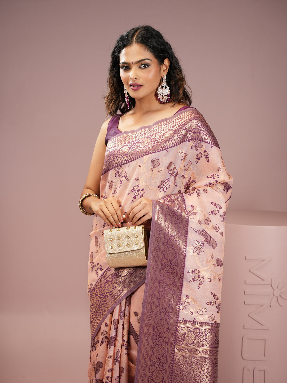 Mimosa Women's Woven Design Banarasi Style Art Silk Saree With Blouse Piece : SA00001999PNKFREE