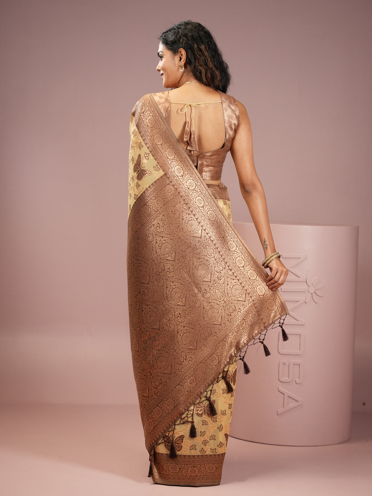 Mimosa Women's Woven Design Banarasi Style Art Silk Saree With Blouse Piece : SA00002000IVRFREE