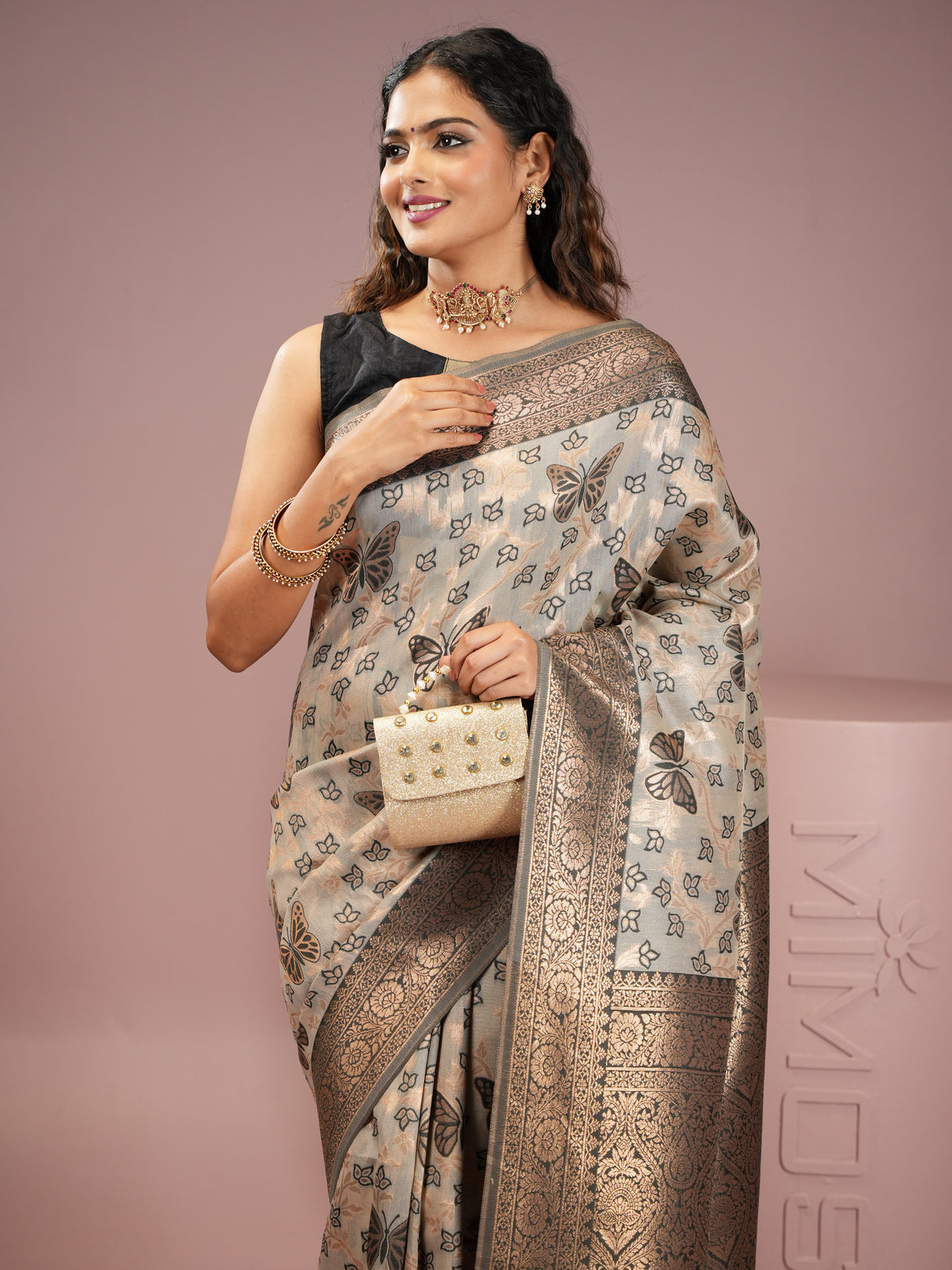 Mimosa Women's Woven Design Banarasi Style Art Silk Saree With Blouse Piece : SA00002000NVFREE