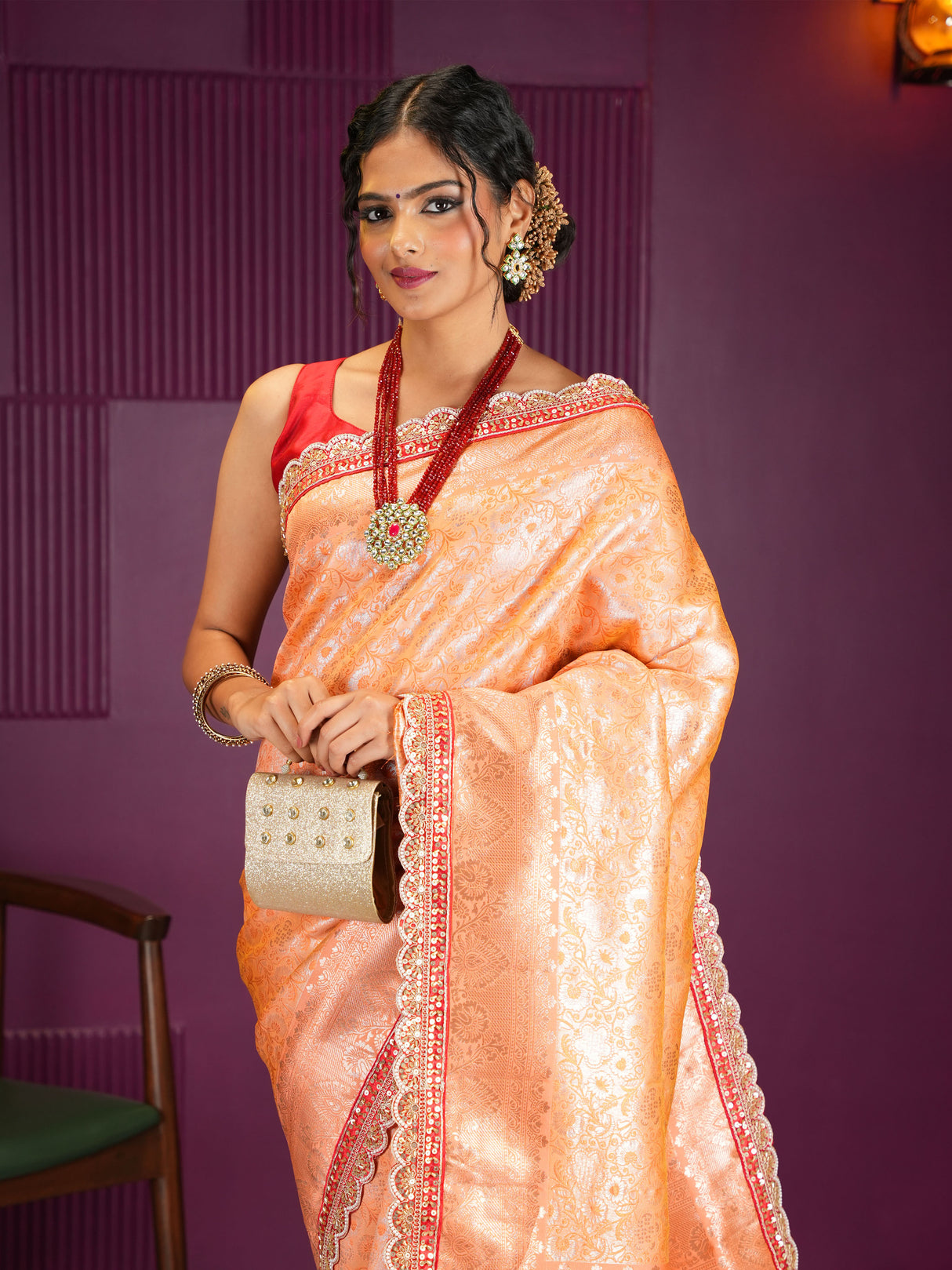 Mimosa Women's Woven Design Banarasi Style Art Silk Saree With Blouse Piece : SA00002002ORFREE