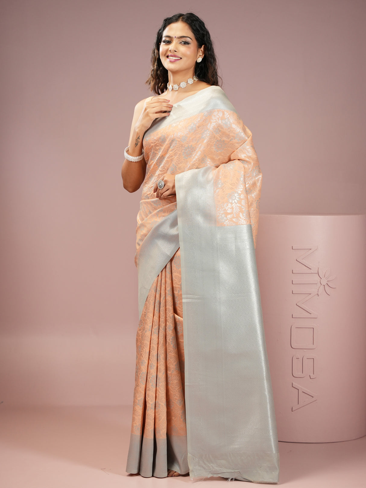 Mimosa Women's Woven Design Kanjivaram Style Art Silk Saree With Blouse Piece : SA00002003PCFREE