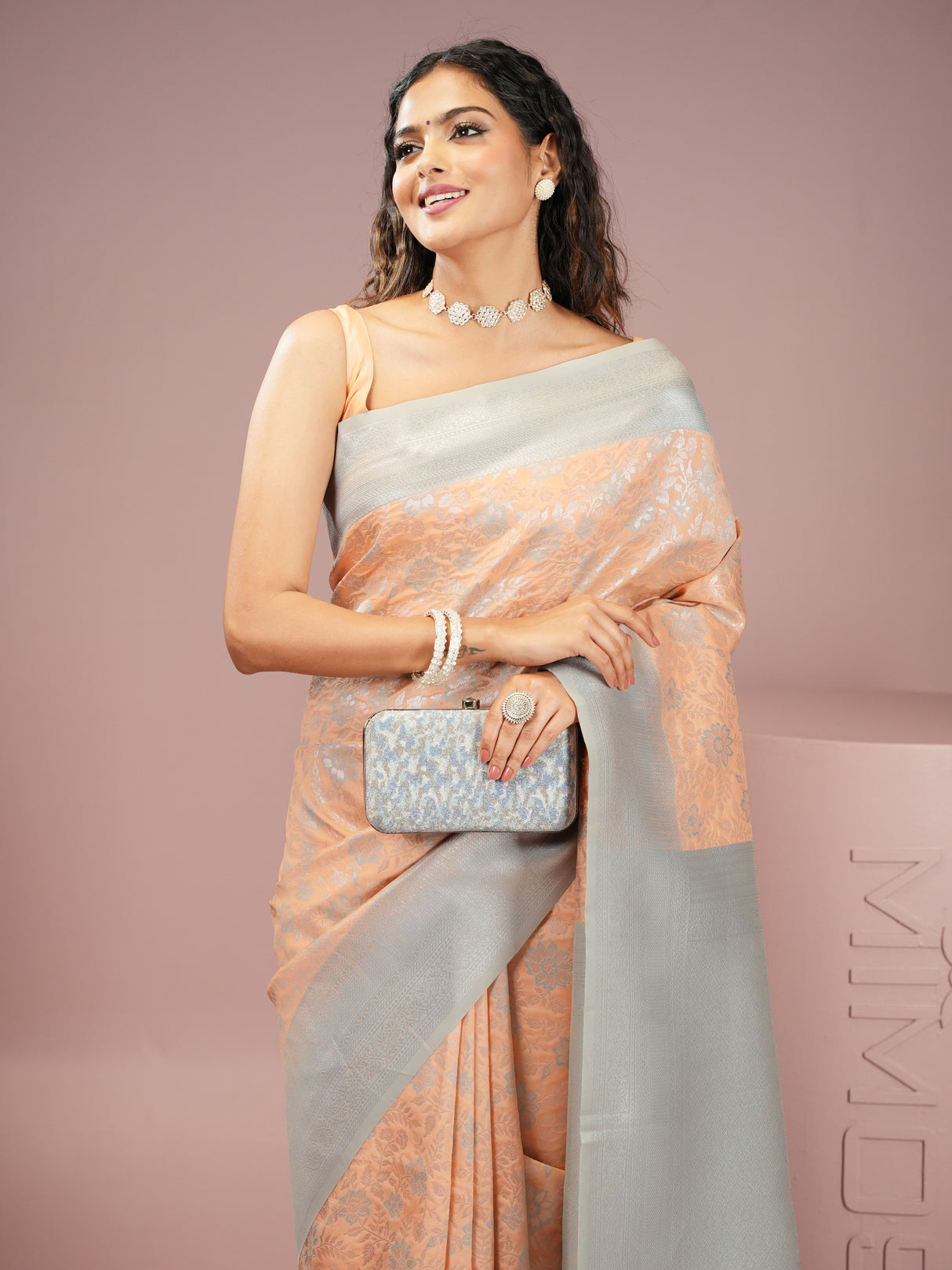 Mimosa Women's Woven Design Kanjivaram Style Art Silk Saree With Blouse Piece : SA00002003PCFREE