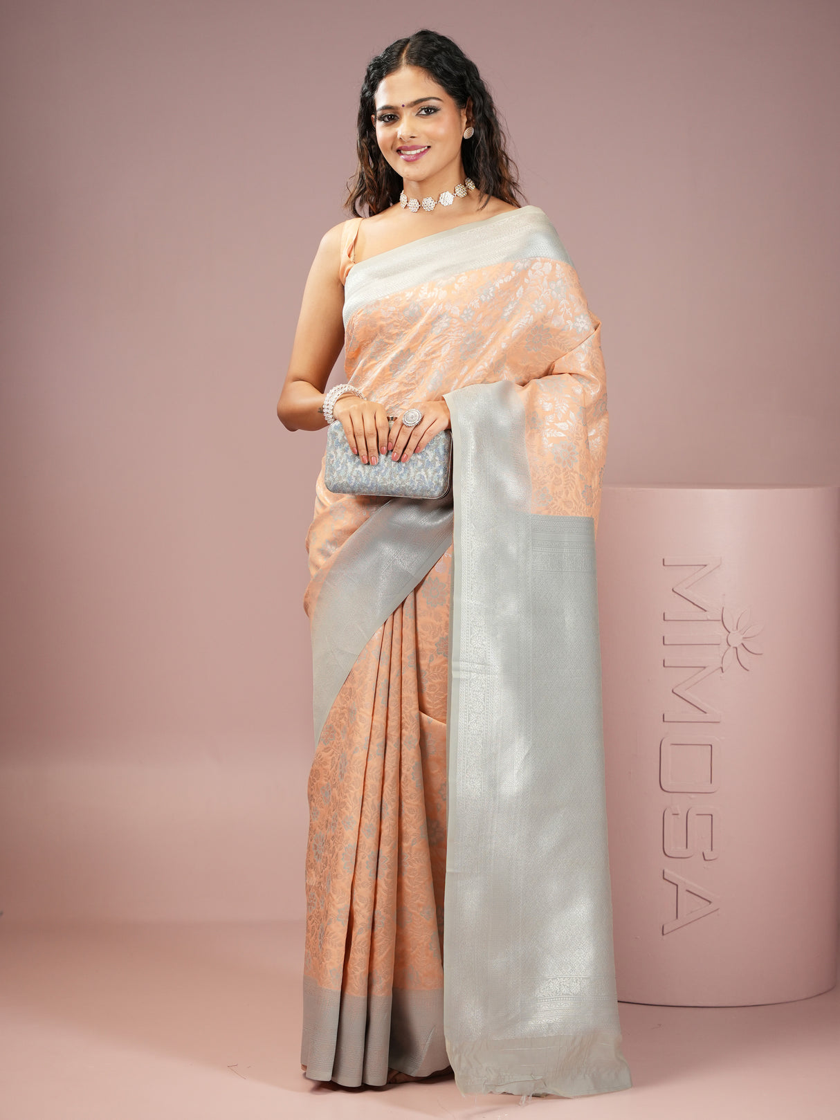 Mimosa Women's Woven Design Kanjivaram Style Art Silk Saree With Blouse Piece : SA00002003PCFREE