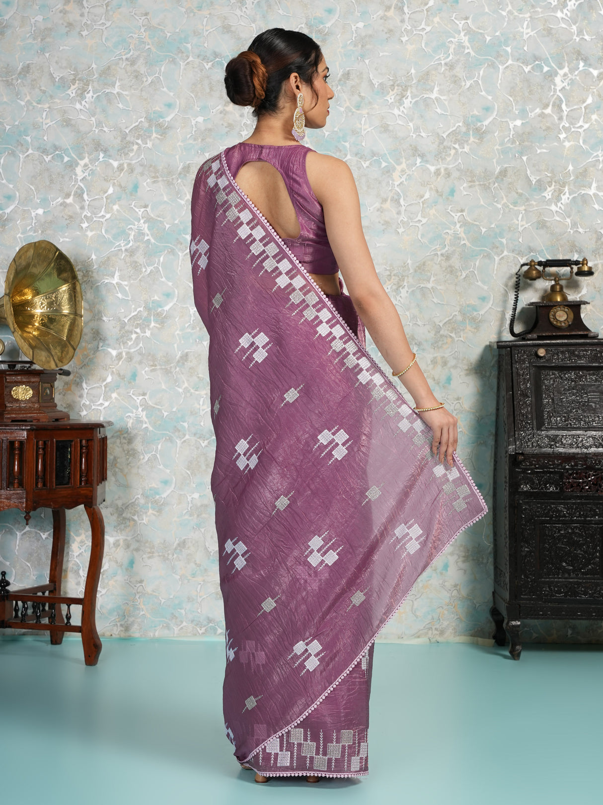 Mimosa Women's Woven Design Banarasi Style Tissue Crush Saree With Blouse Piece : SA00002009WNFREE