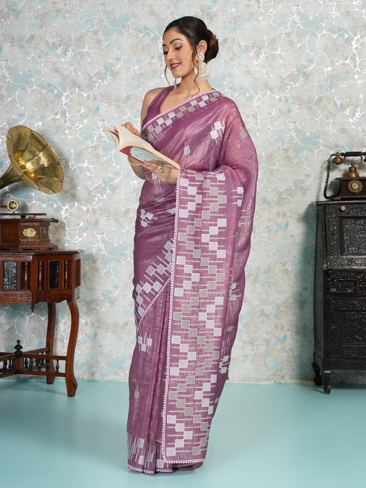 Mimosa Women's Woven Design Banarasi Style Tissue Crush Saree With Blouse Piece : SA00002009WNFREE