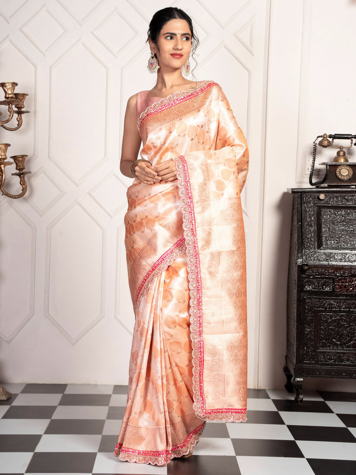 Mimosa Women's Woven Design Kanjivaram Style Art Silk Saree With Blouse Piece : SA00002032PCFREE