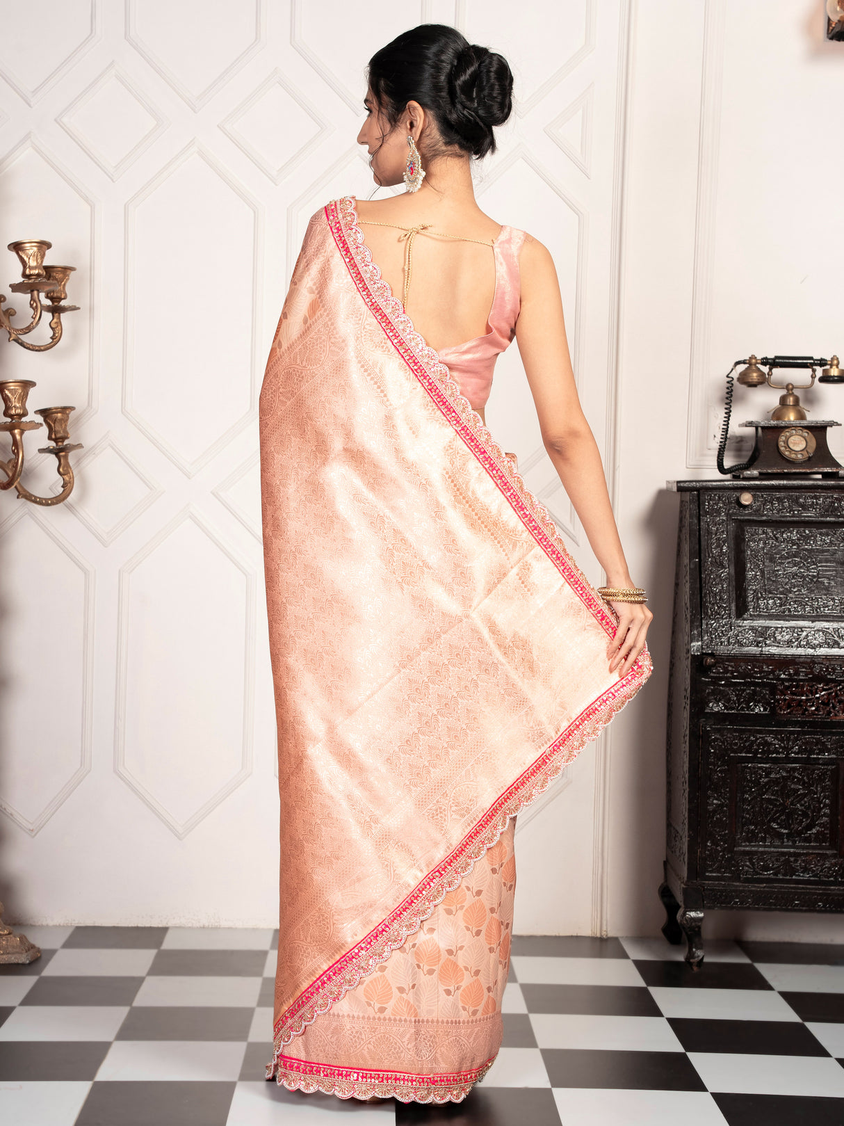 Mimosa Women's Woven Design Kanjivaram Style Art Silk Saree With Blouse Piece : SA00002032PCFREE