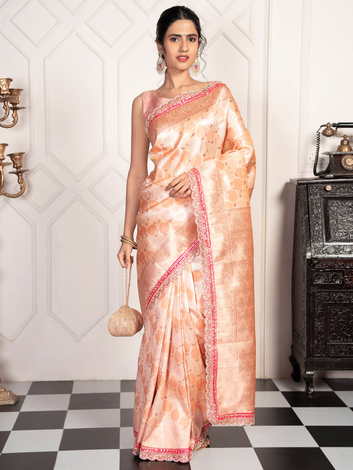 Mimosa Women's Woven Design Kanjivaram Style Art Silk Saree With Blouse Piece : SA00002032PCFREE