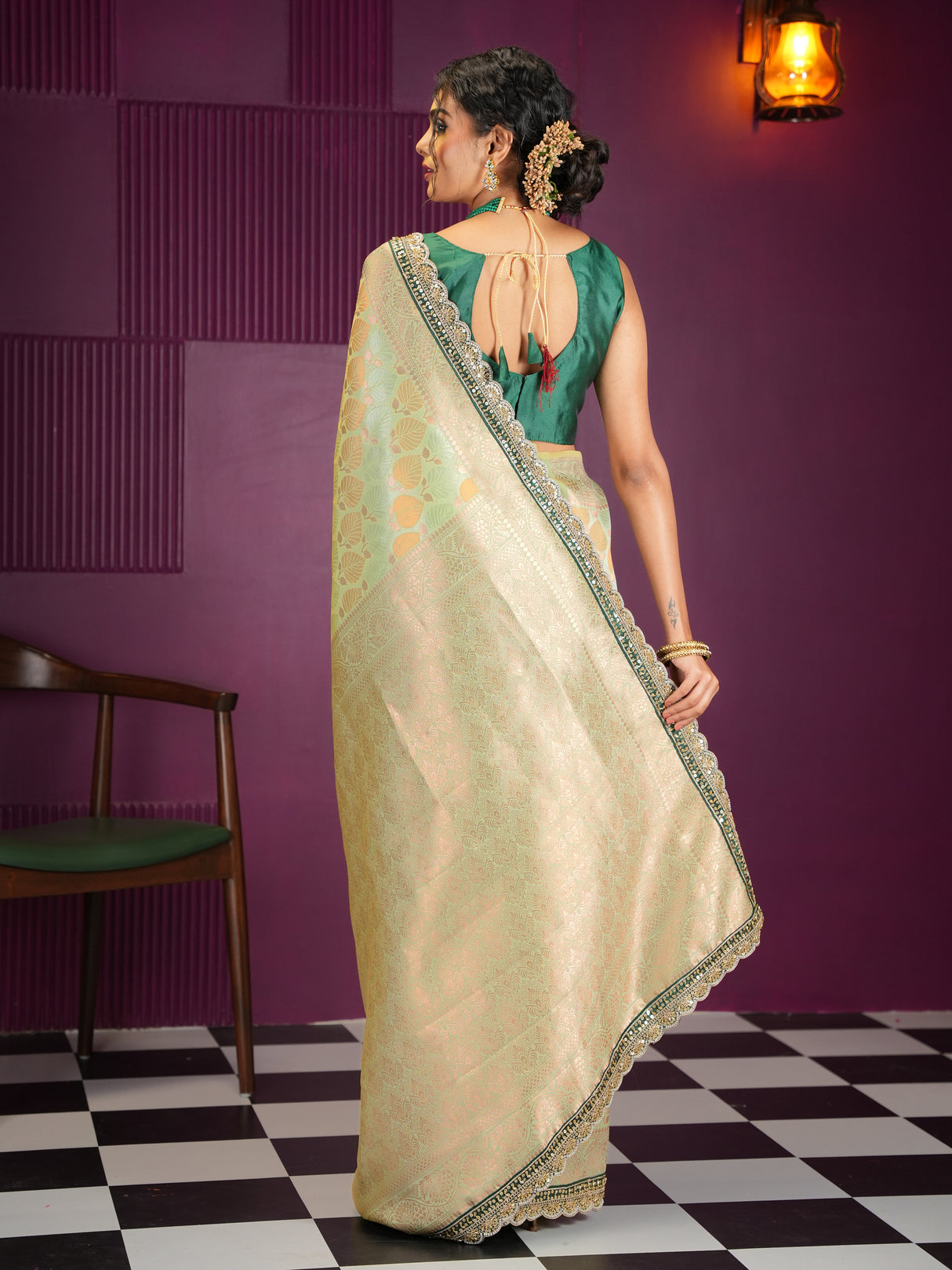 Mimosa Women's Woven Design Kanjivaram Style Art Silk Saree With Blouse Piece : SA00002032PSFREE