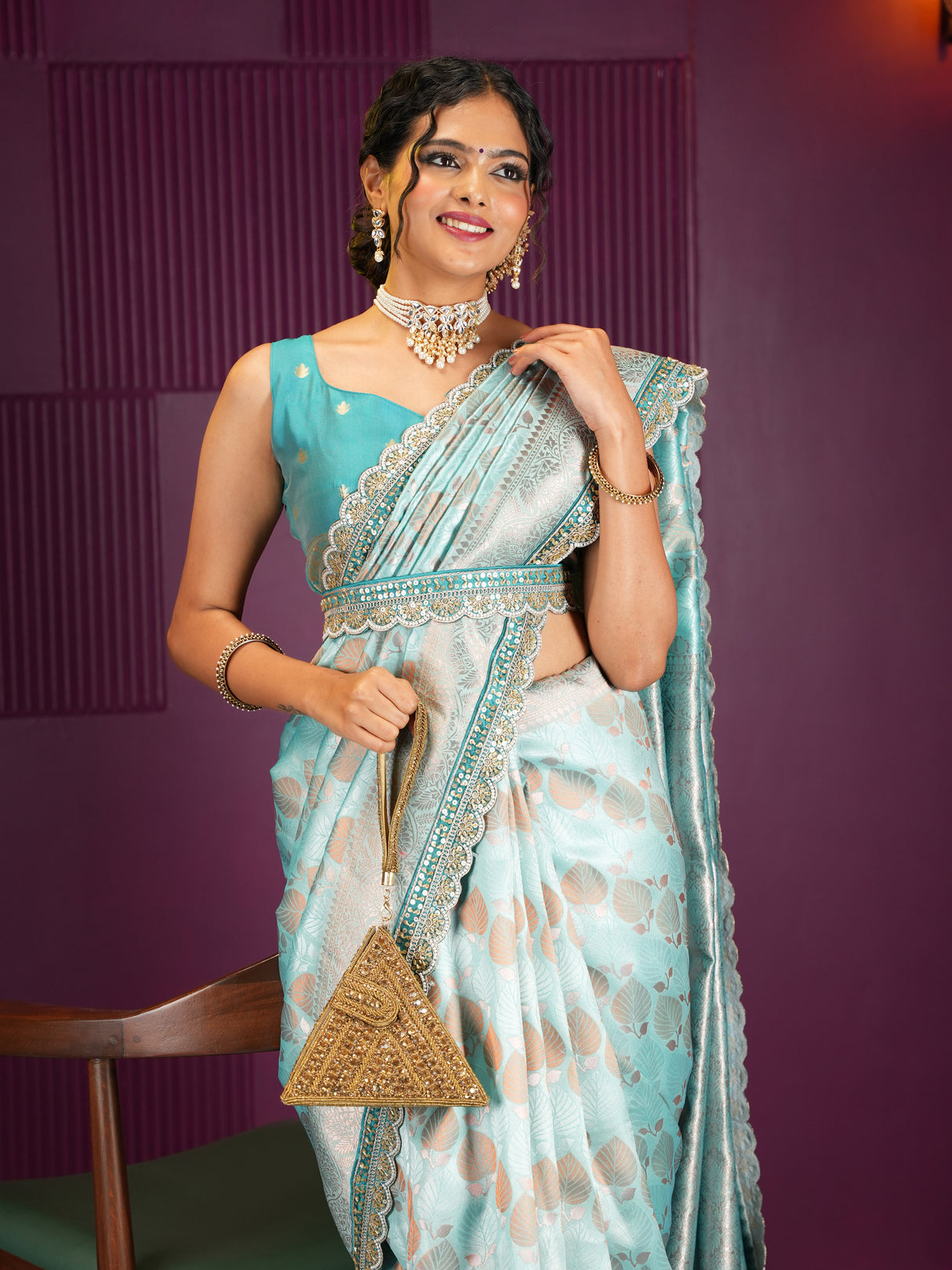 Mimosa Women's Woven Design Kanjivaram Style Art Silk Saree With Blouse Piece : SA00002032SFFREE