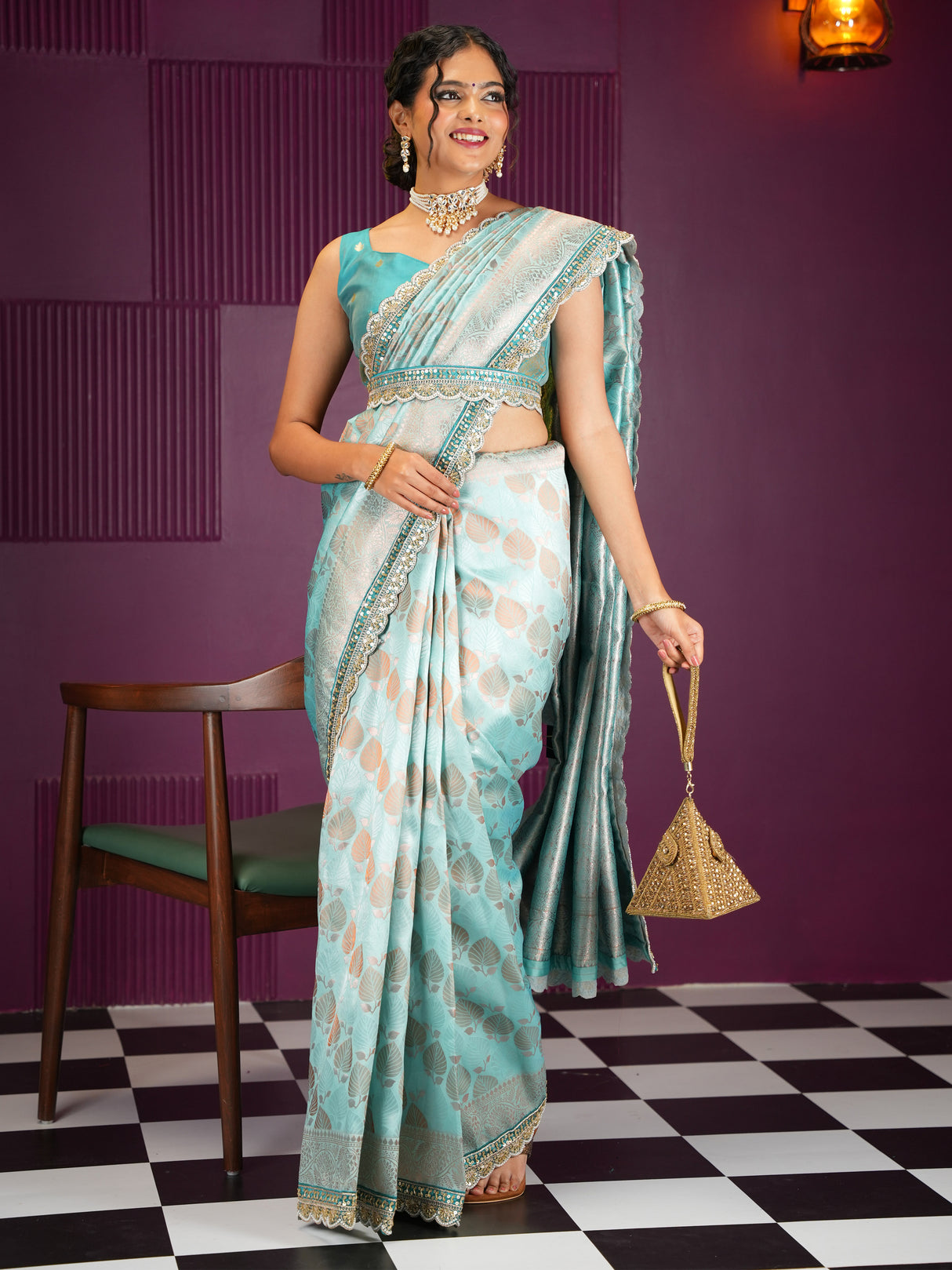 Mimosa Women's Woven Design Kanjivaram Style Art Silk Saree With Blouse Piece : SA00002032SFFREE