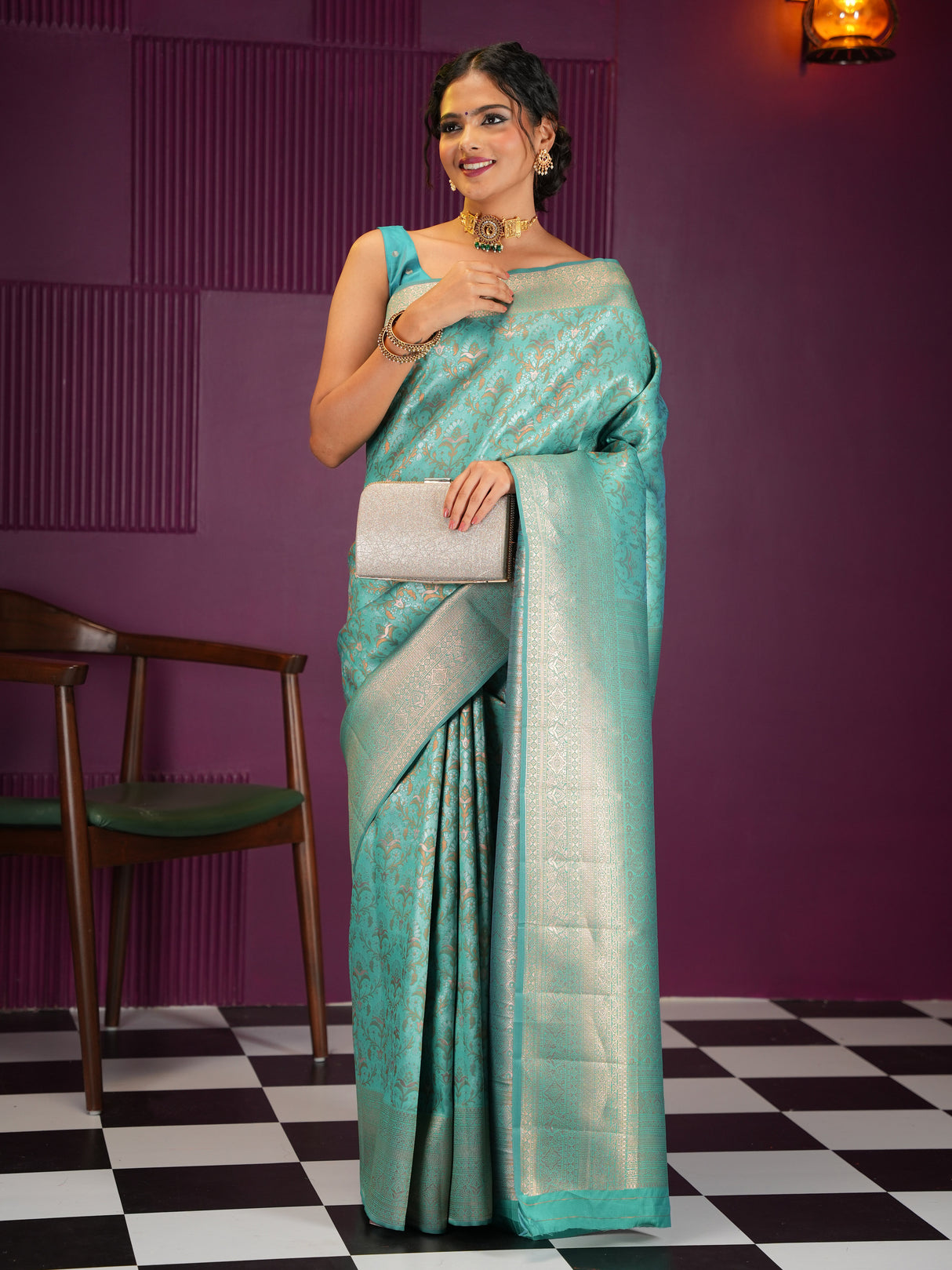 Mimosa Women's Woven Design Kanjivaram Style Art Silk Saree With Blouse Piece : SA00002033RMFREE
