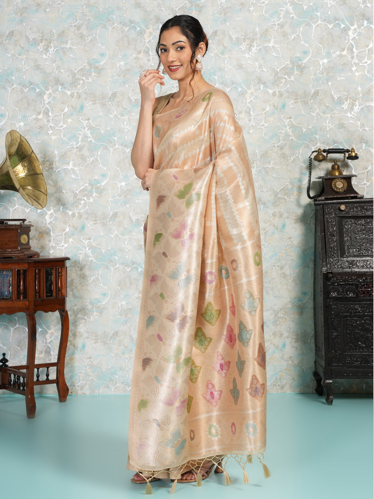 Mimosa Women's Woven Design Banarasi Style Art Silk Saree With Blouse Piece : SA00002065CKFREE