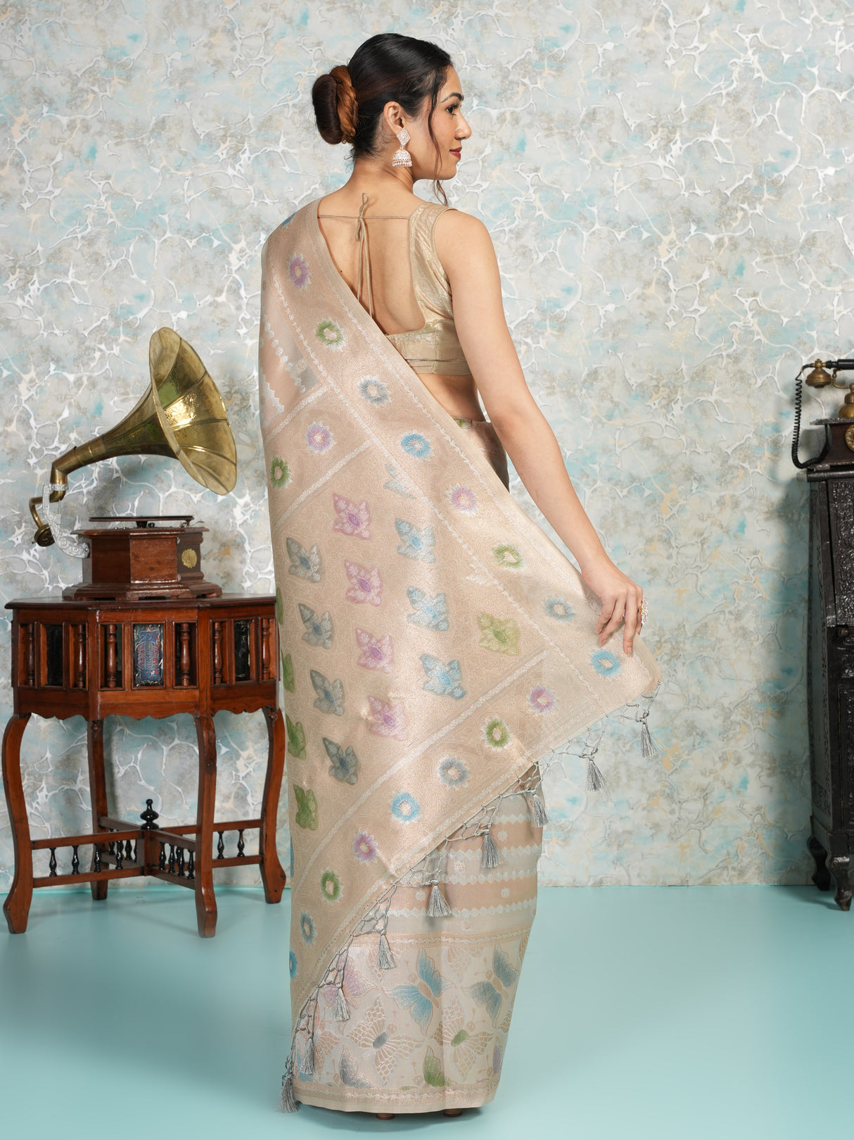 Mimosa Women's Woven Design Banarasi Style Art Silk Saree With Blouse Piece : SA00002065GYFREE