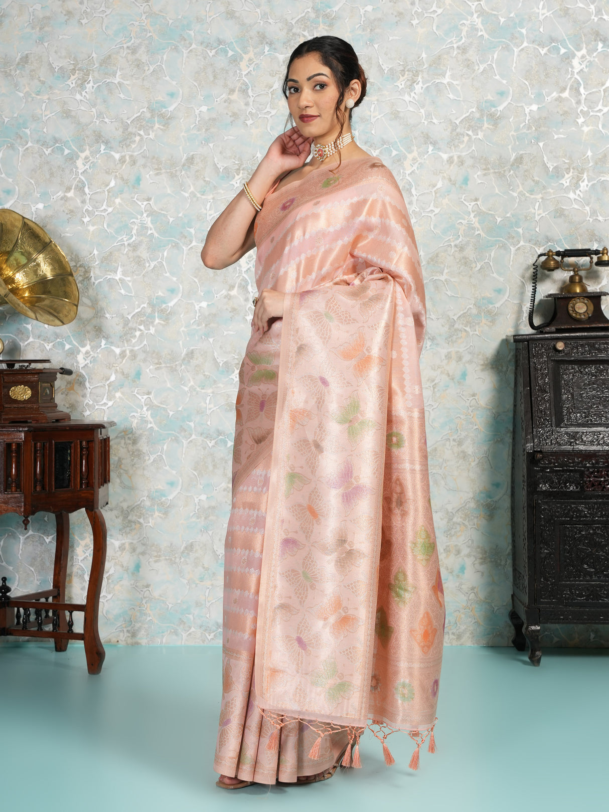 Mimosa Women's Woven Design Banarasi Style Art Silk Saree With Blouse Piece : SA00002065PNKFREE