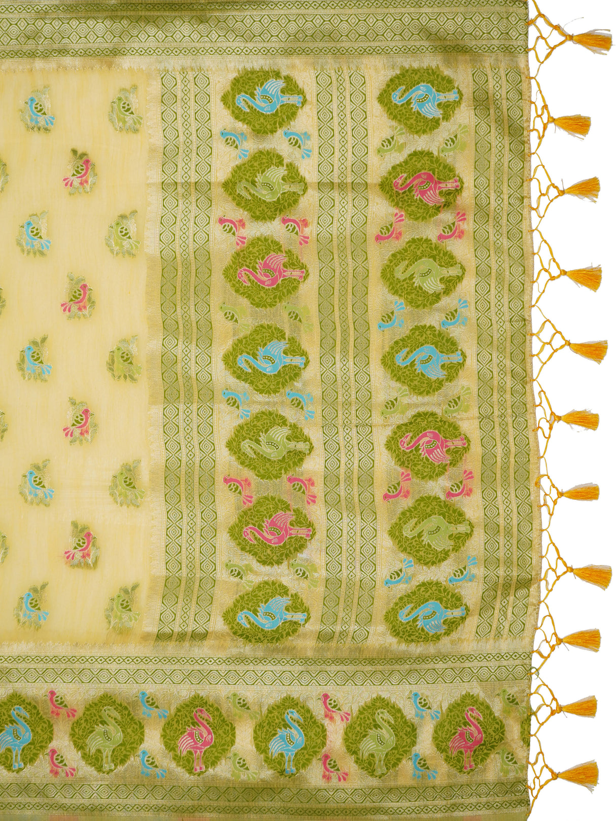 Mimosa Women's Woven Design Kanjivaram Style Art Silk Saree With Blouse Piece : SA00002067YLWFREE