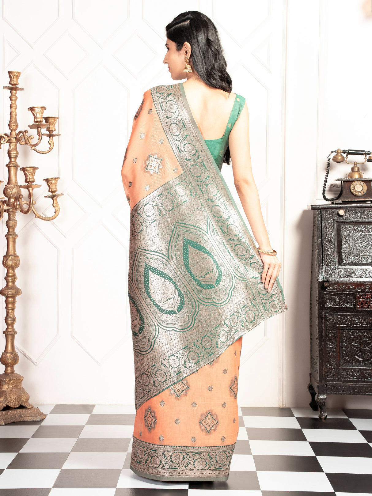 Mimosa Women's Woven Design Kanjivaram Style Art Silk Saree With Blouse Piece : SA00002068PCFREE