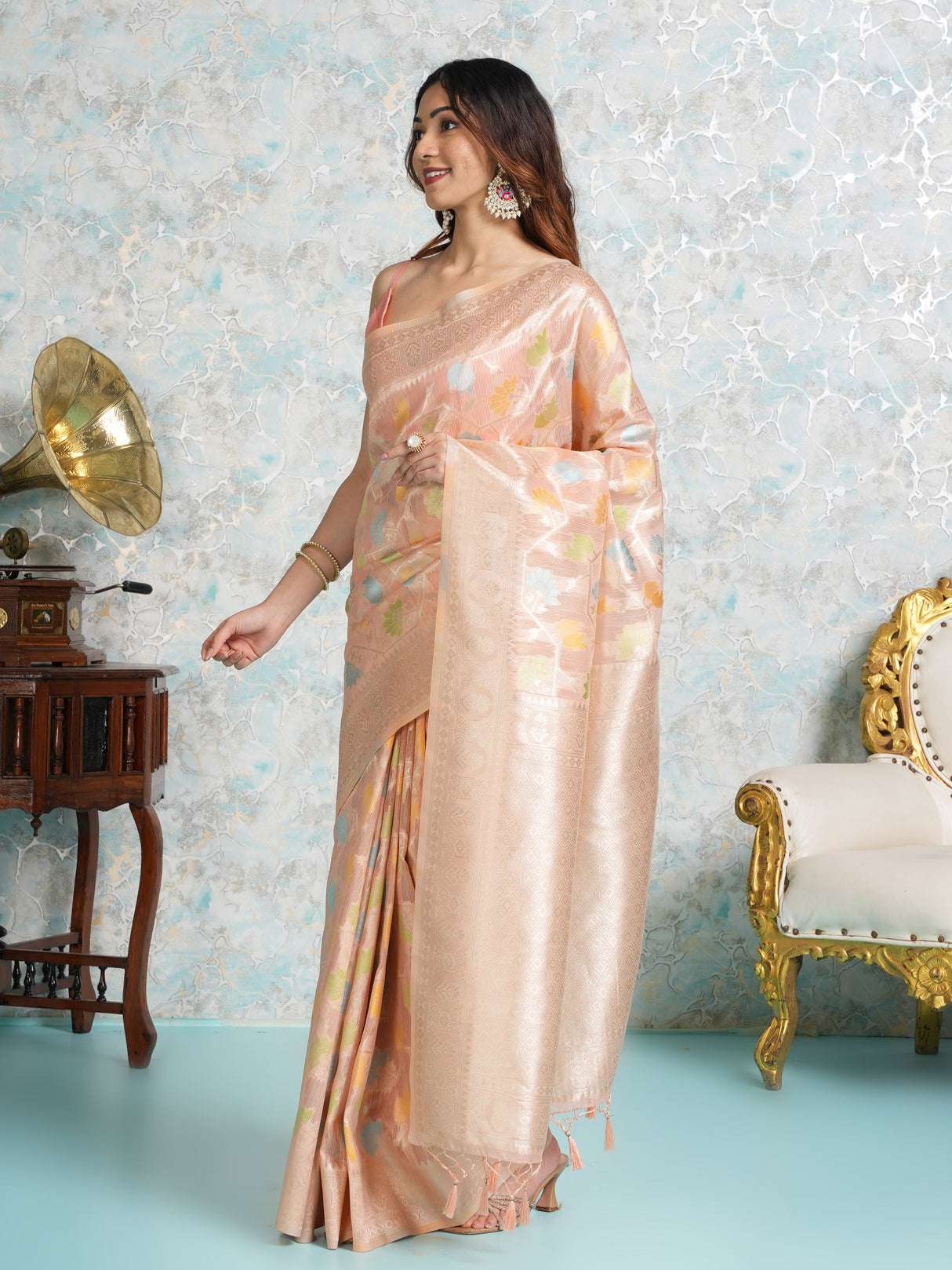 Mimosa Women's Woven Design Banarasi Style Art Silk Saree With Blouse Piece : SA00002071PCFREE