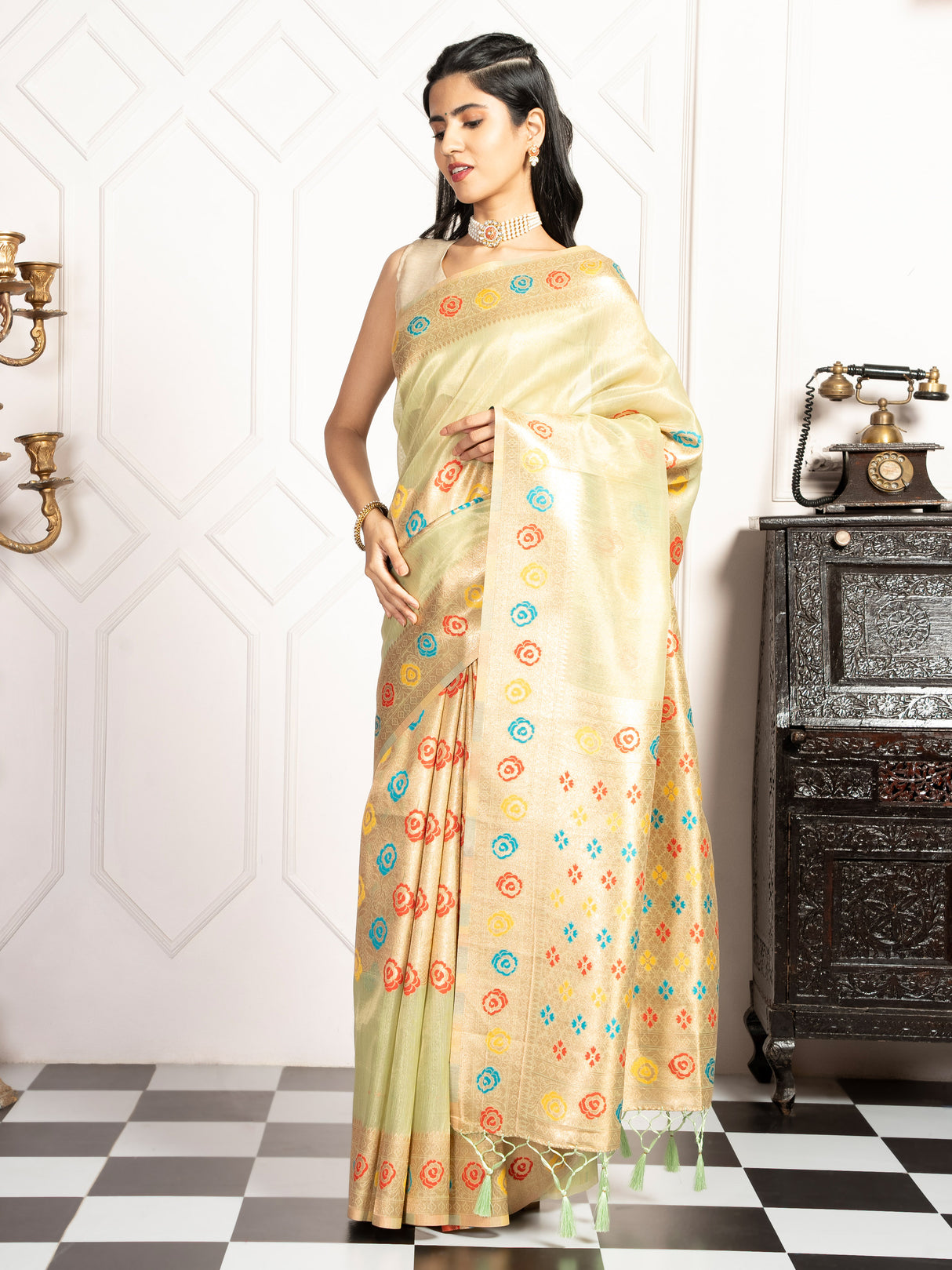 Mimosa Women's Woven Design Banarasi Style Art Silk Saree With Blouse Piece : SA00002082PSFREE