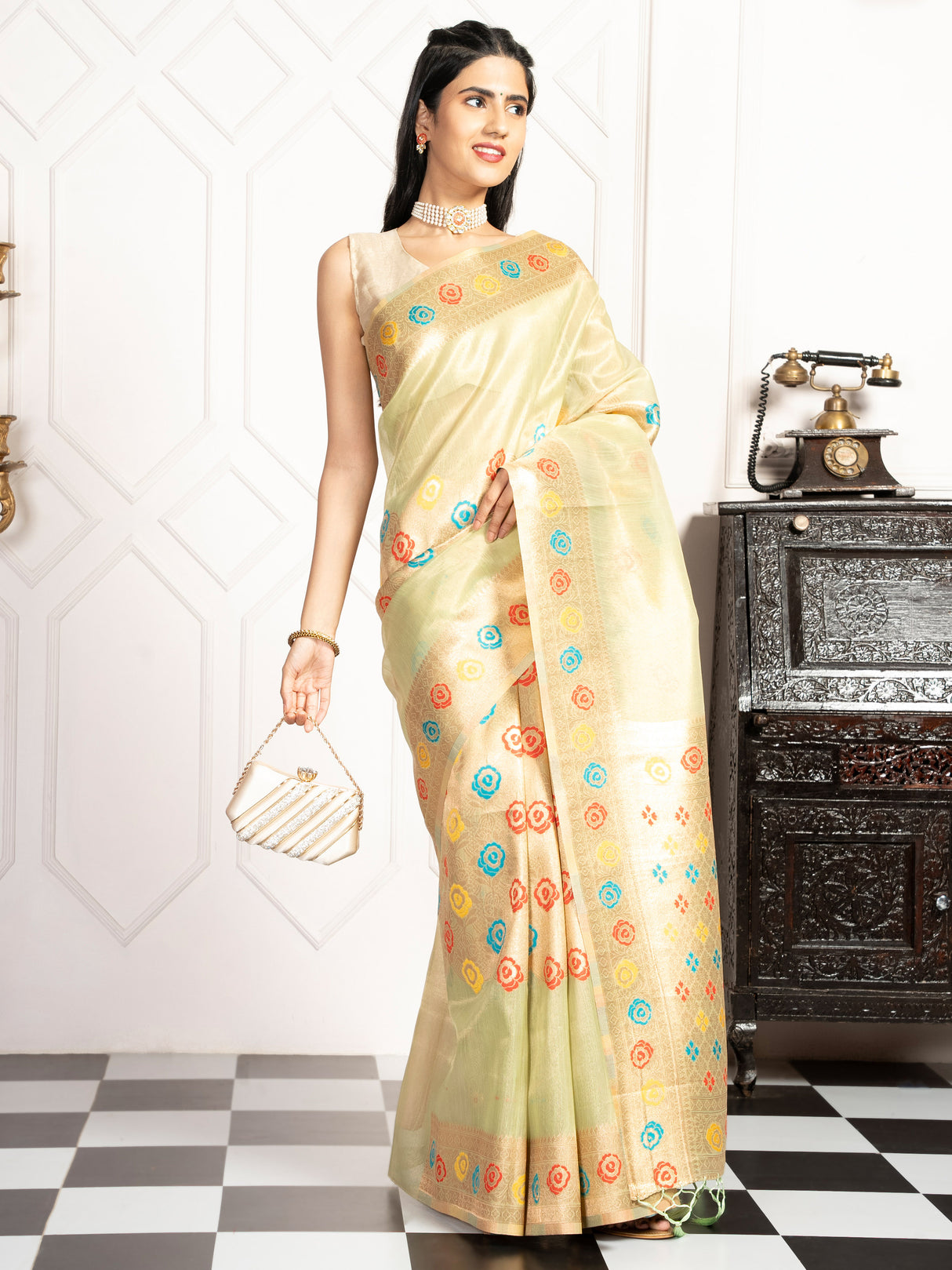Mimosa Women's Woven Design Banarasi Style Art Silk Saree With Blouse Piece : SA00002082PSFREE