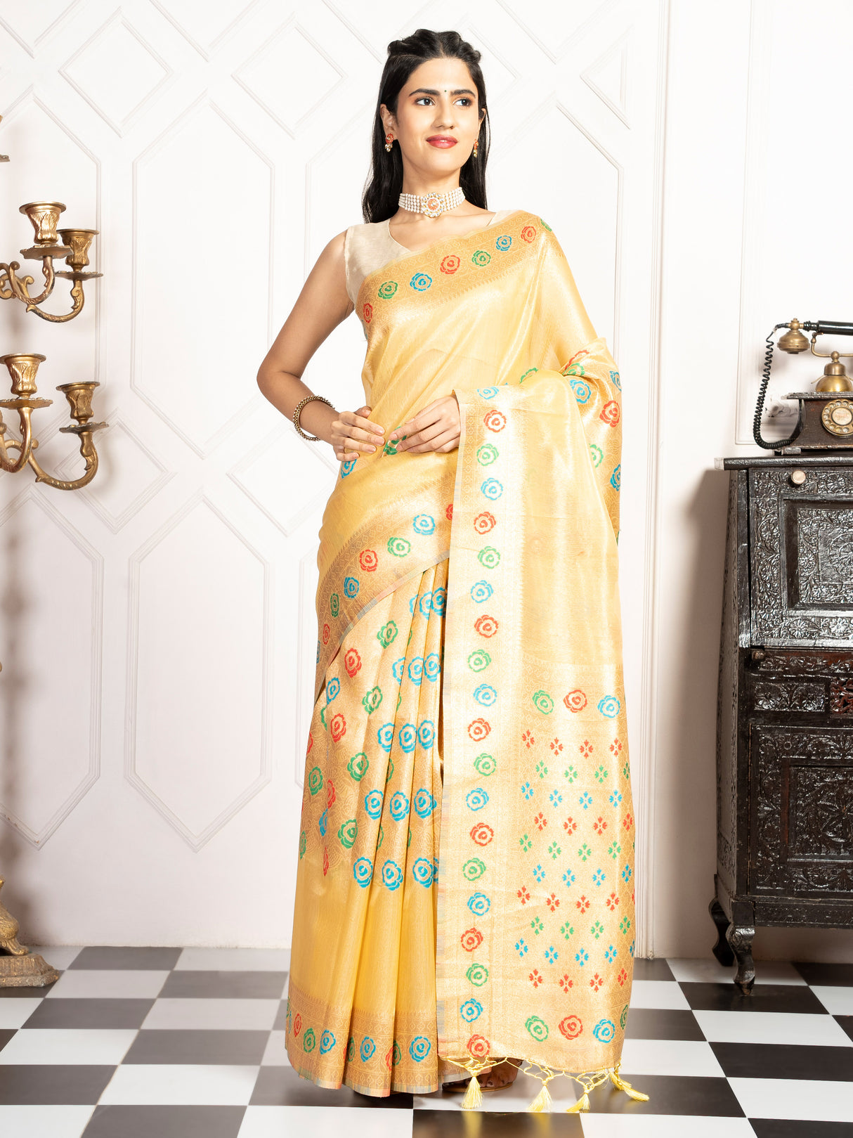 Mimosa Women's Woven Design Banarasi Style Art Silk Saree With Blouse Piece : SA00002082PSFREE
