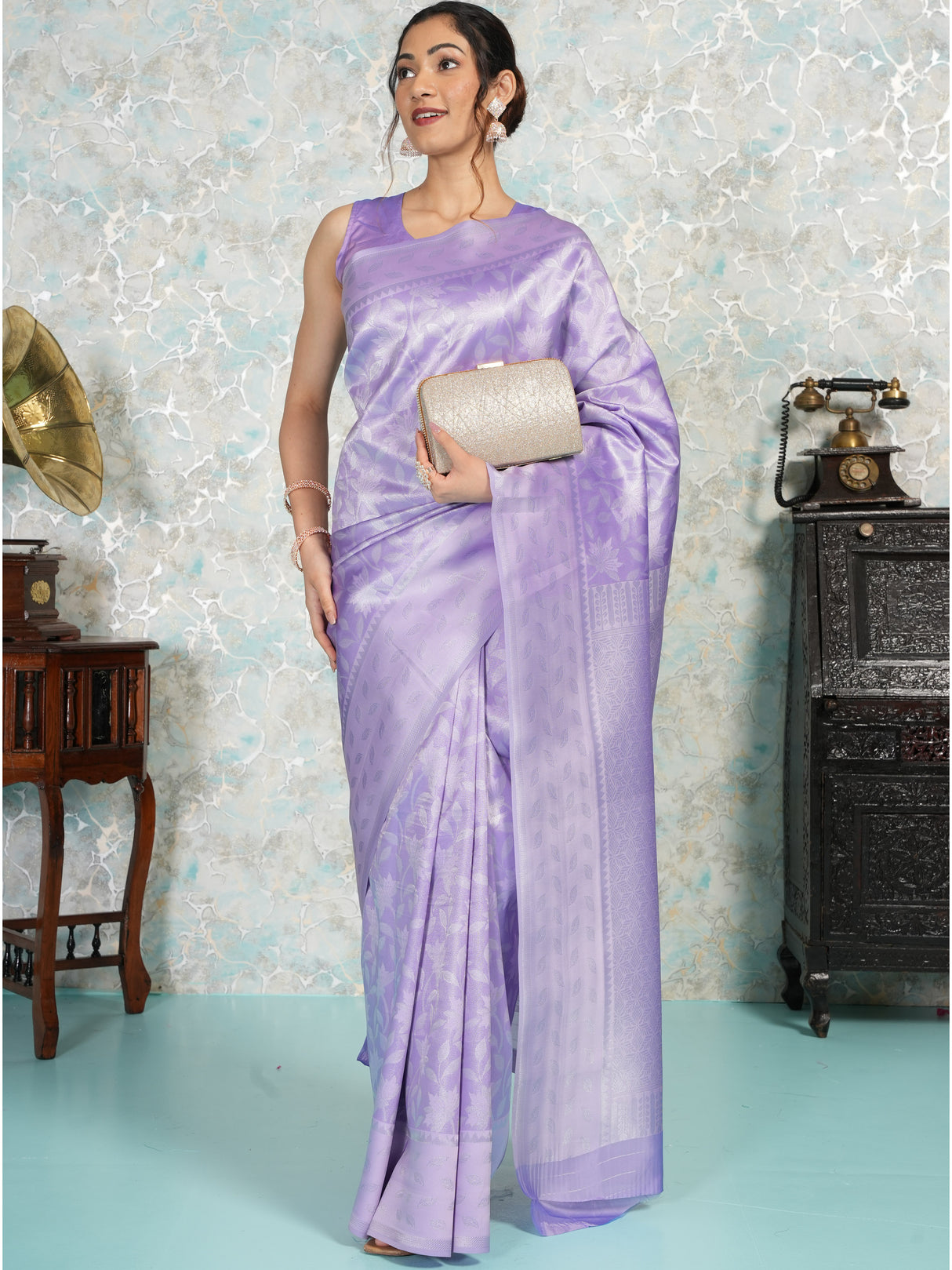 Mimosa Women's Woven Design Kanjivaram Style Art Silk Saree With Blouse Piece : SA00002113VLFREE