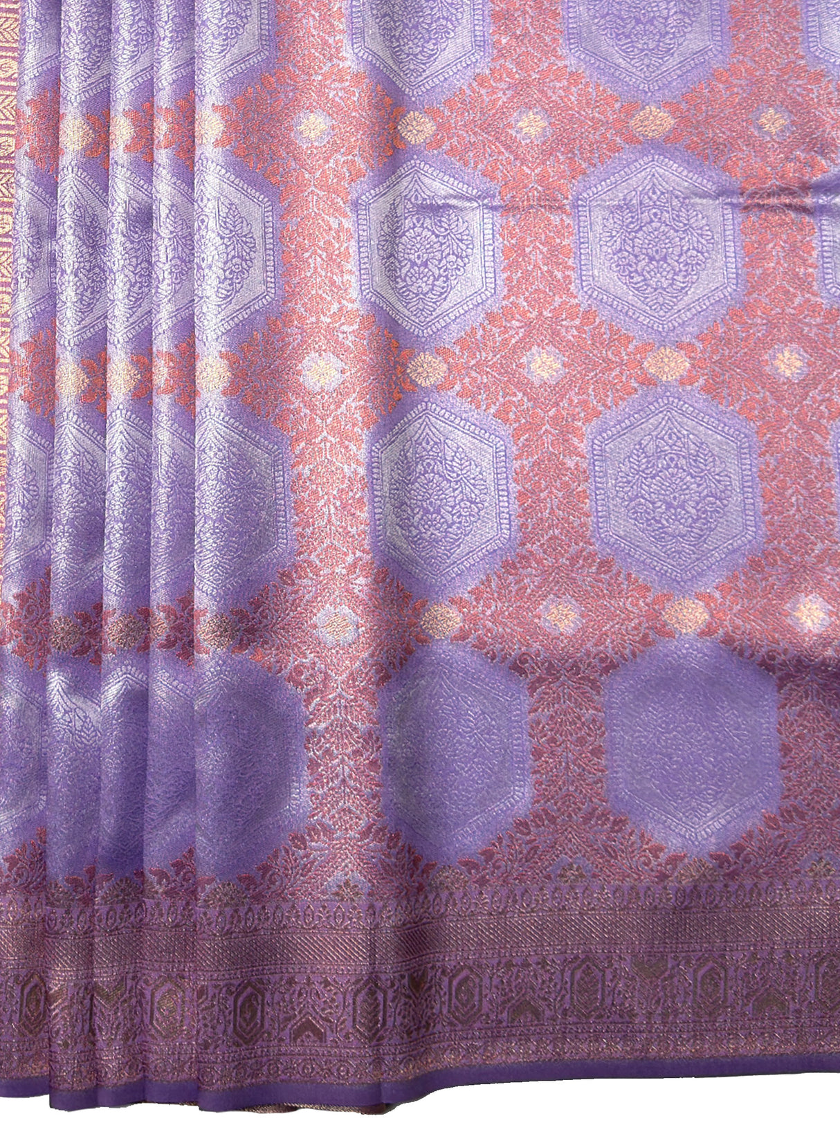 MIMOSA Women's Woven Design Kanjivaram Style Art Silk Saree with Blouse Piece - Violet ( SA00002246VLFREE )