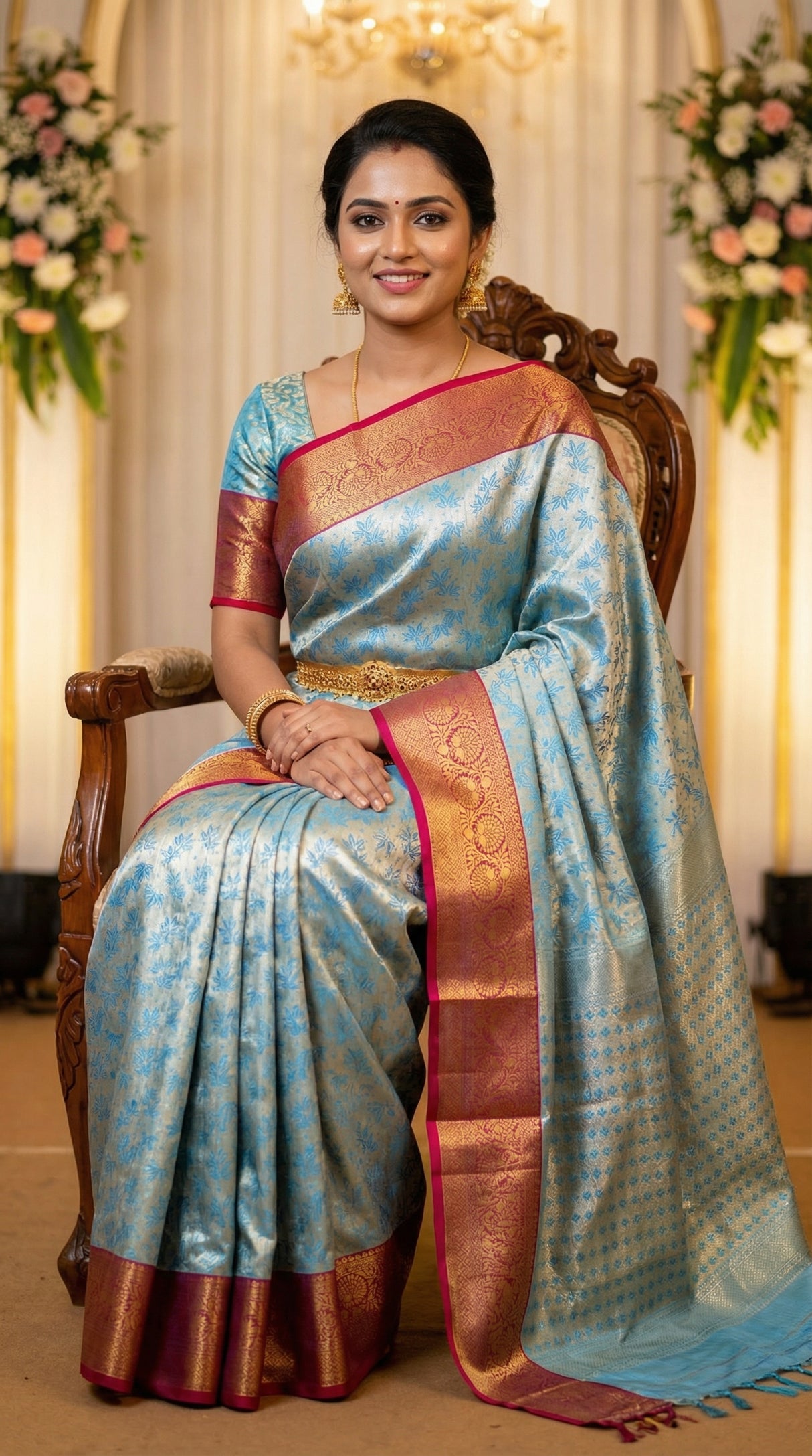 MIMOSA Women's Woven Design Kanjivaram Style Art Silk Saree with Blouse Piece - Ananda (SA00002477ANFREE)