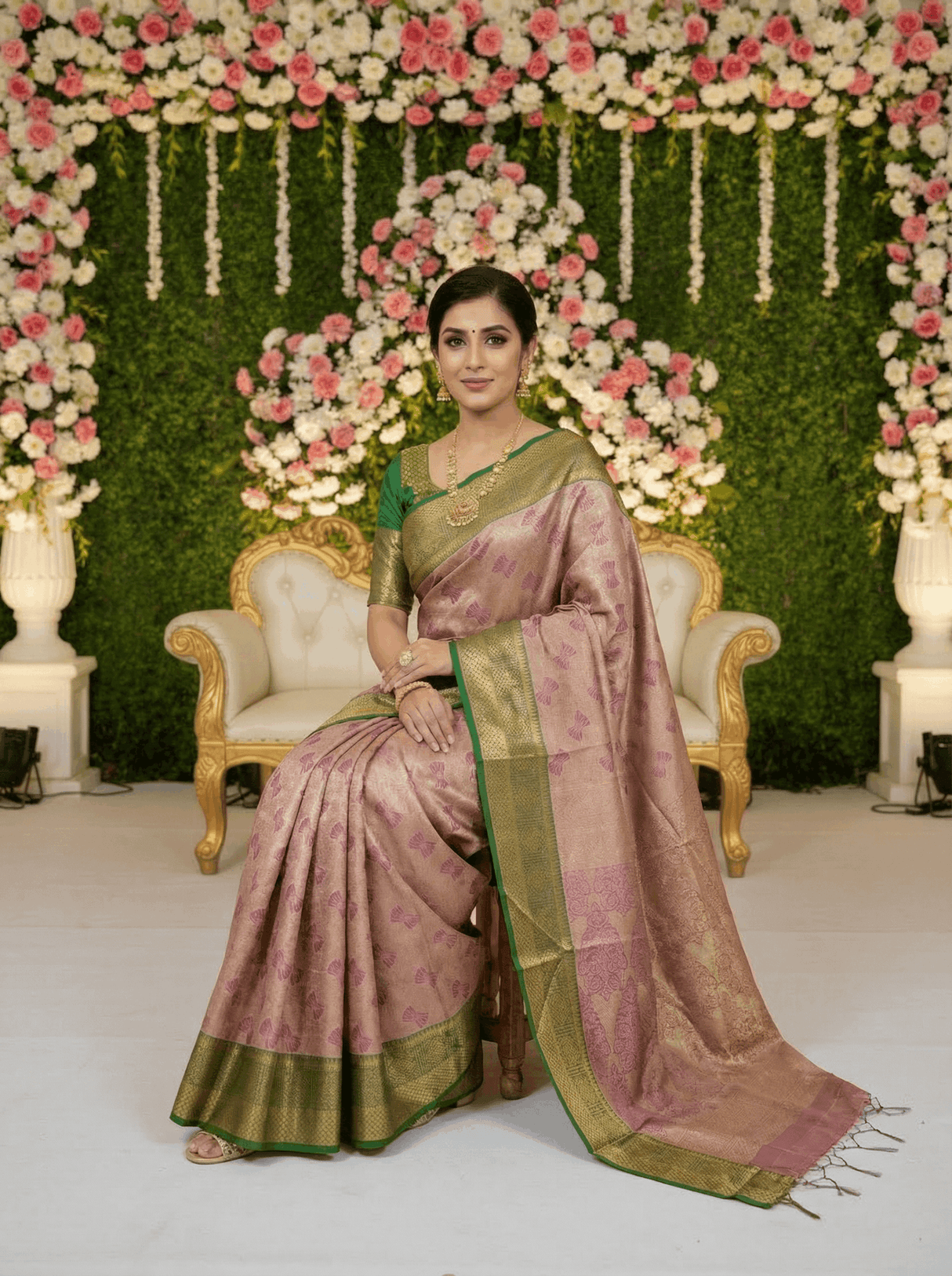 MIMOSA Women's Woven Design Kanjivaram Style Art Silk Saree with Blouse Piece - Magenta (SA00002804MJFREE)