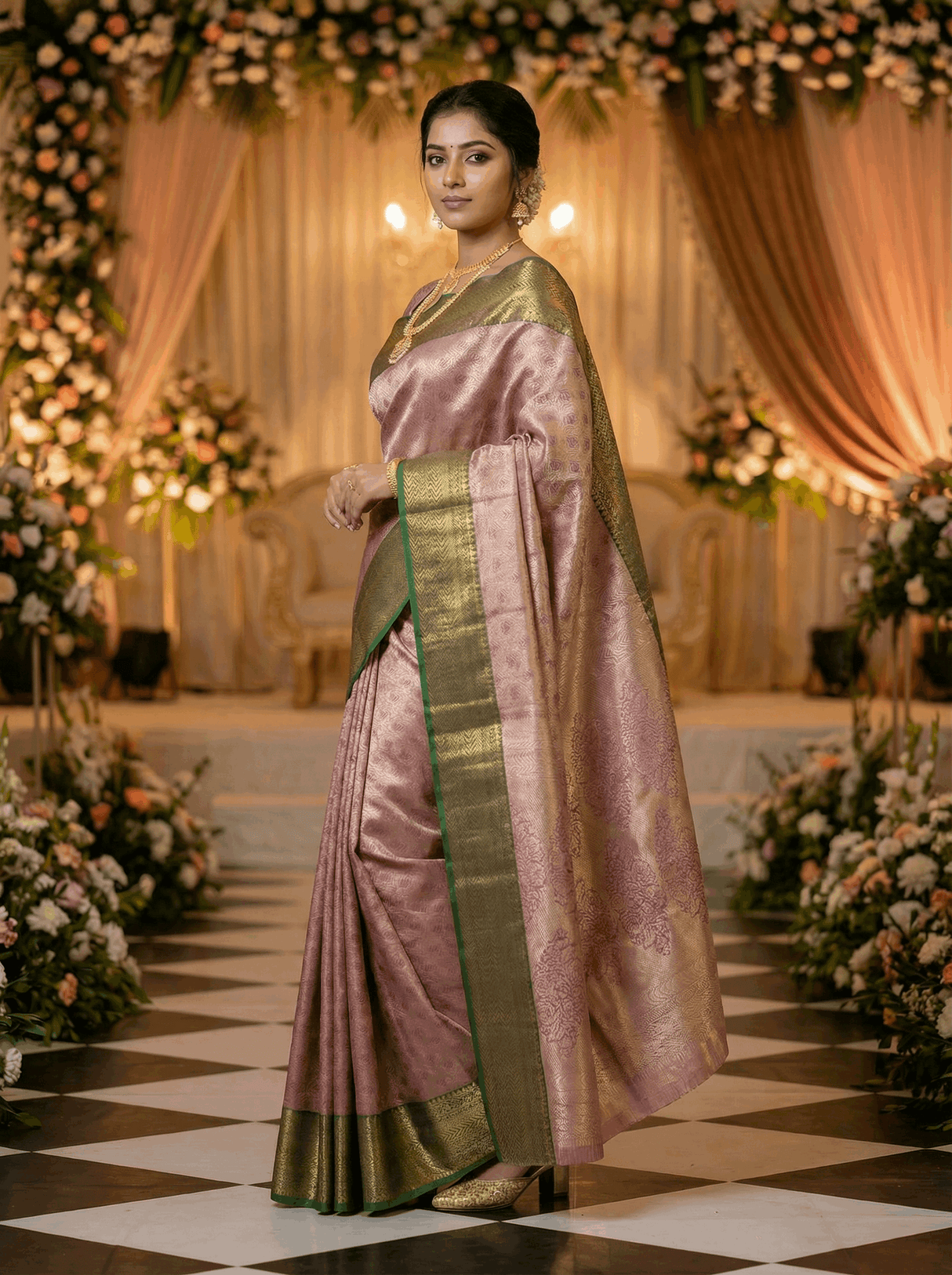 MIMOSA Women's Woven Design Kanjivaram Style Art Silk Saree with Blouse Piece - Magenta (SA00002866MJFREE)