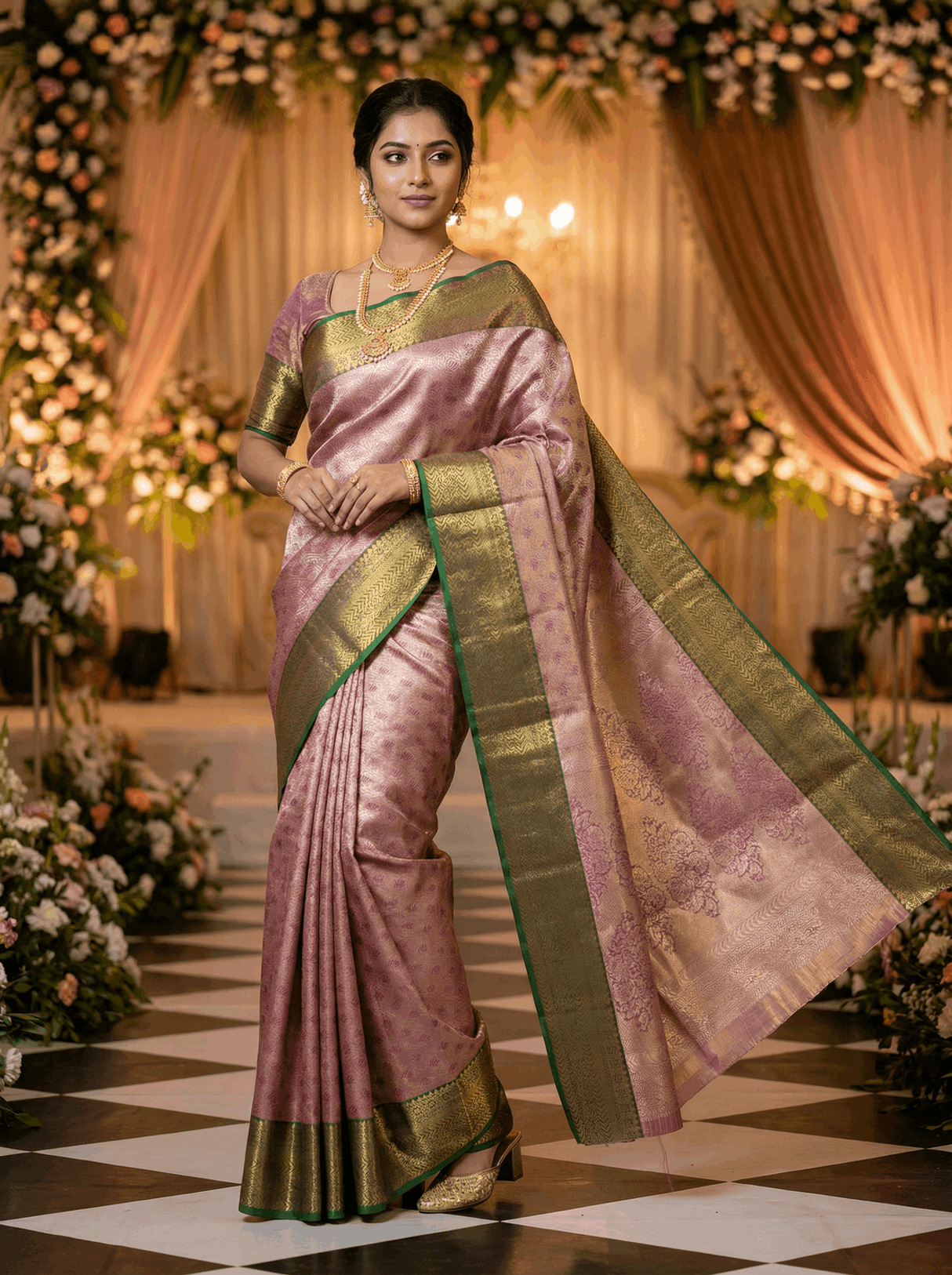 MIMOSA Women's Woven Design Kanjivaram Style Art Silk Saree with Blouse Piece - Magenta (SA00002866MJFREE)