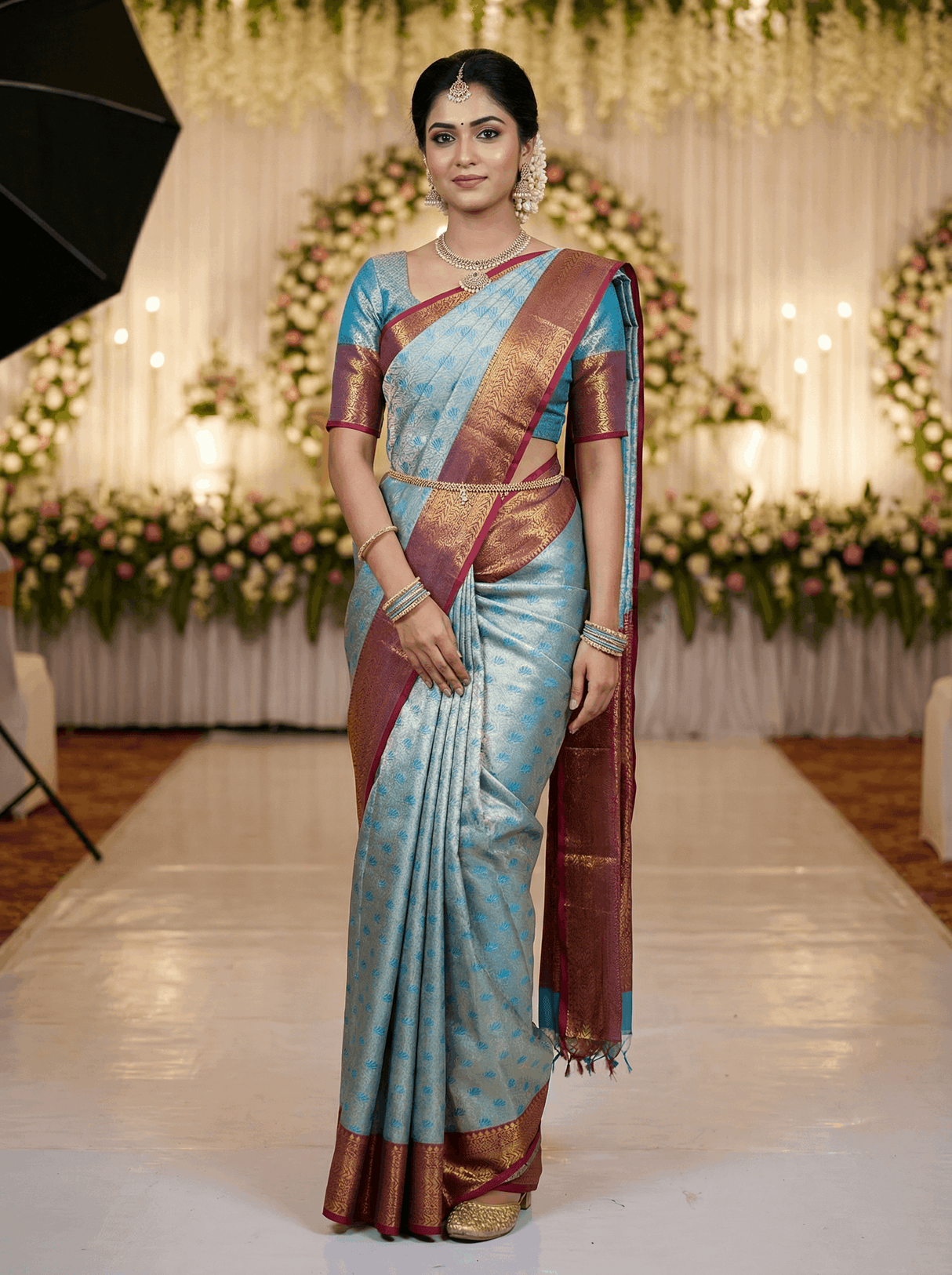 MIMOSA Women's Woven Design Kanjivaram Style Art Silk Saree with Blouse Piece - Ananda (SA00002866ANFREE)