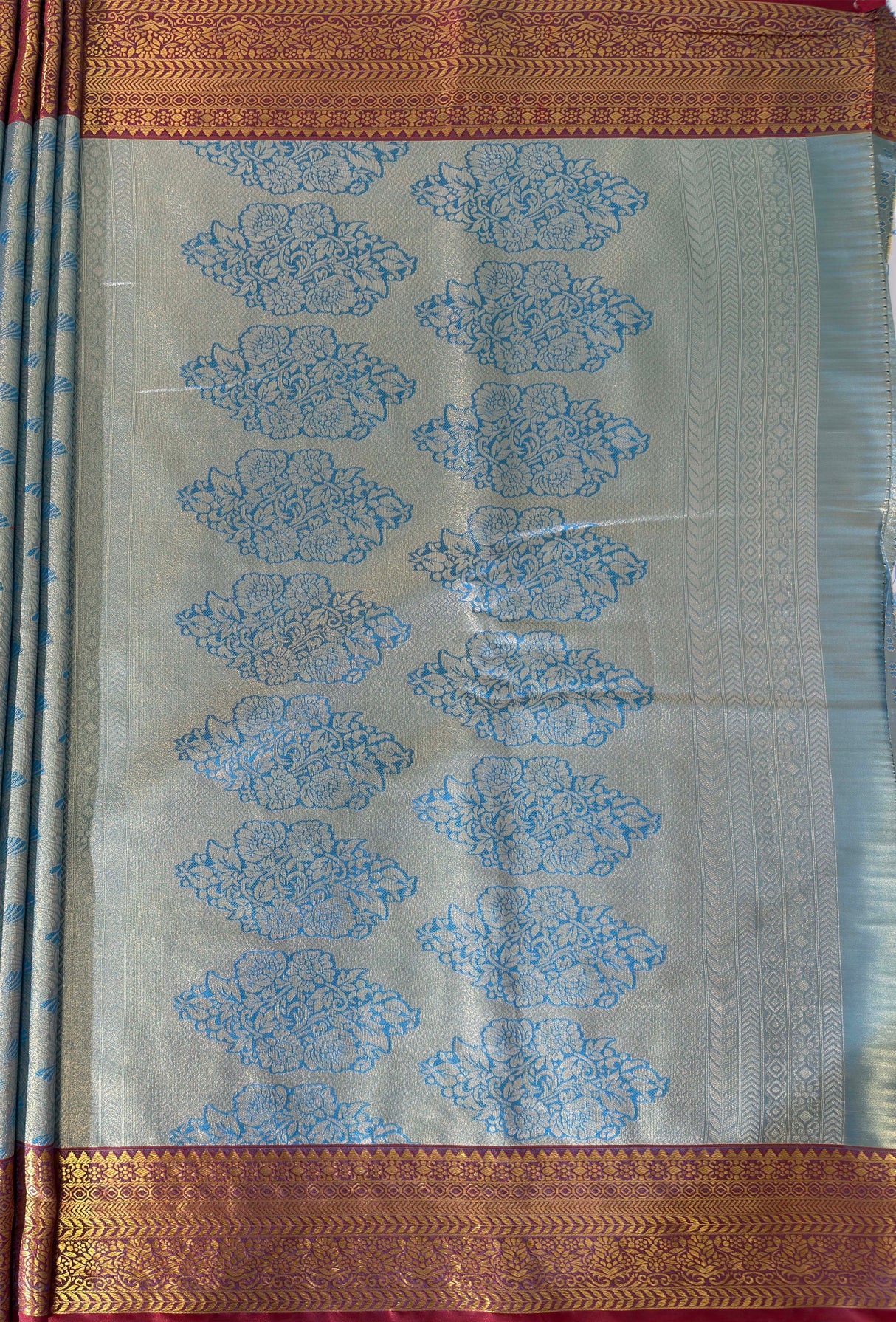 MIMOSA Women's Woven Design Kanjivaram Style Art Silk Saree with Blouse Piece - Ananda (SA00002866ANFREE)