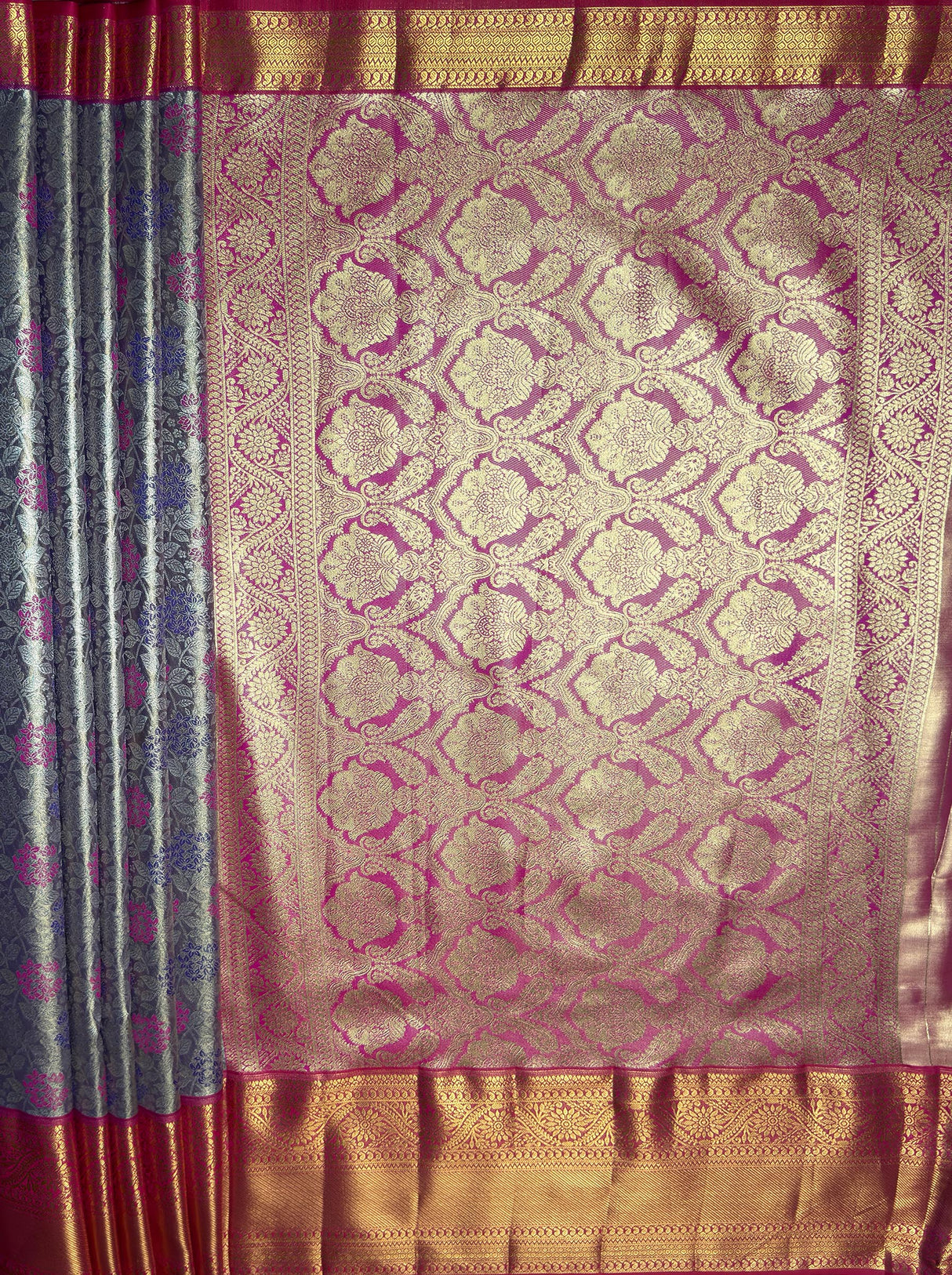 MIMOSA Women's Woven Design Kanjivaram Style Tissue Art Silk Saree with Blouse Piece - Violet ( SA00002922VLFREE )
