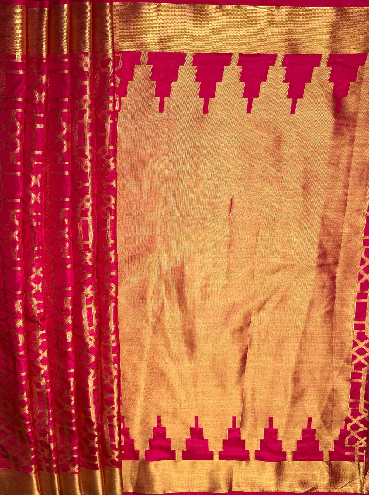 MIMOSA Women's Woven Design Banarasi Style Art Silk Saree with Blouse Piece - Rani ( SA00003121RNFREE )