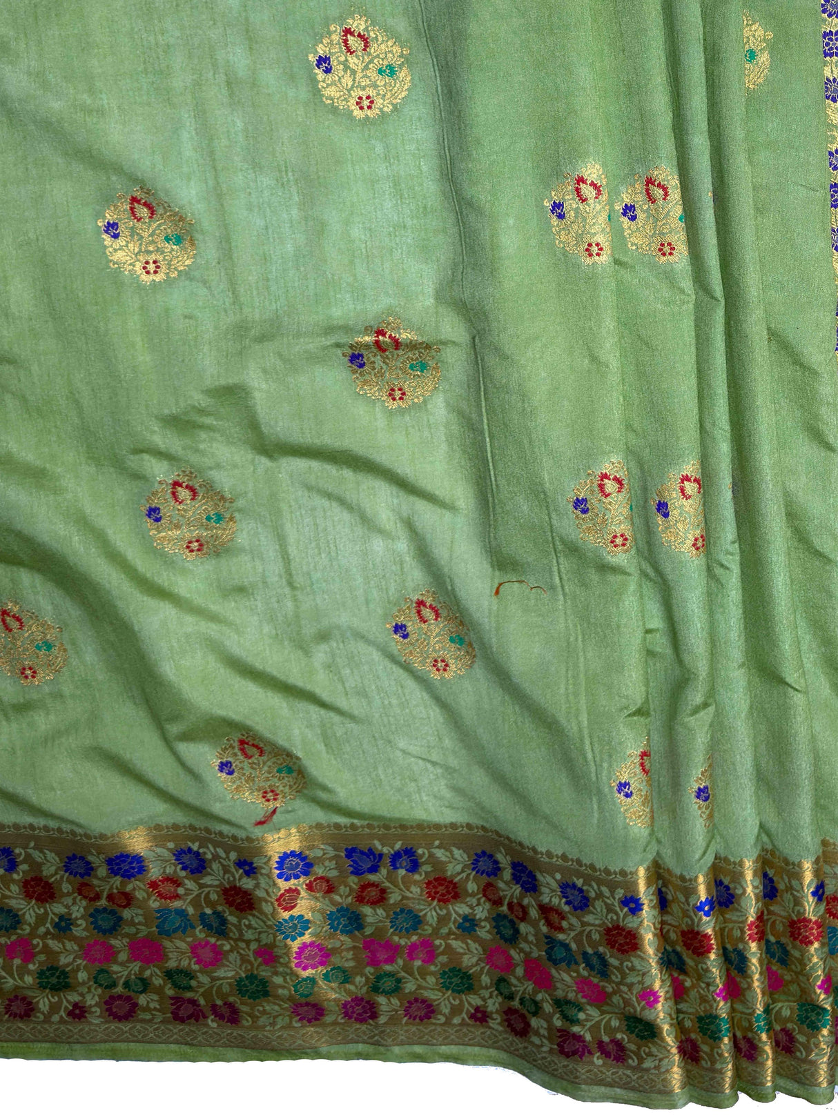 MIMOSA Women's Woven Design Paithani Style Raw Silk Saree with Blouse Piece - Olive ( SA00003127OLFREE )