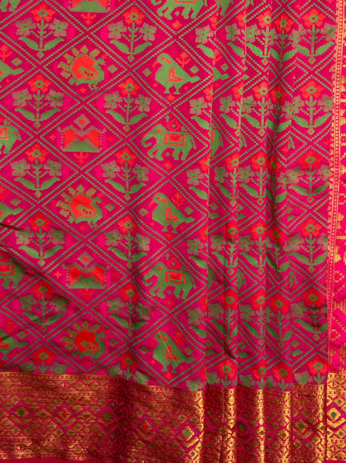 MIMOSA Women's Woven Design Paithani Style Raw Silk Saree with Blouse Piece - Rani ( SA00003128RNFREE )