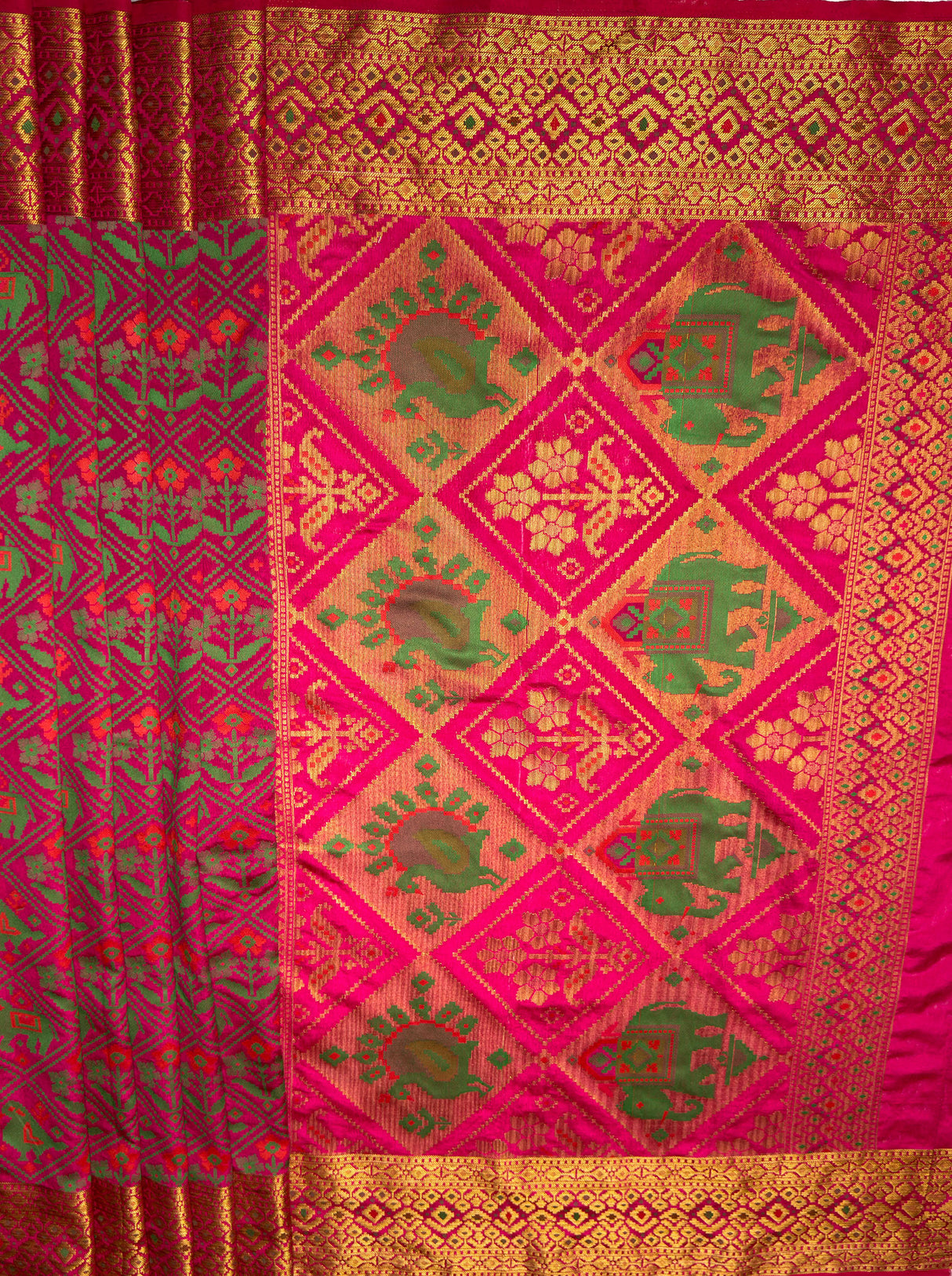 MIMOSA Women's Woven Design Paithani Style Raw Silk Saree with Blouse Piece - Rani ( SA00003128RNFREE )