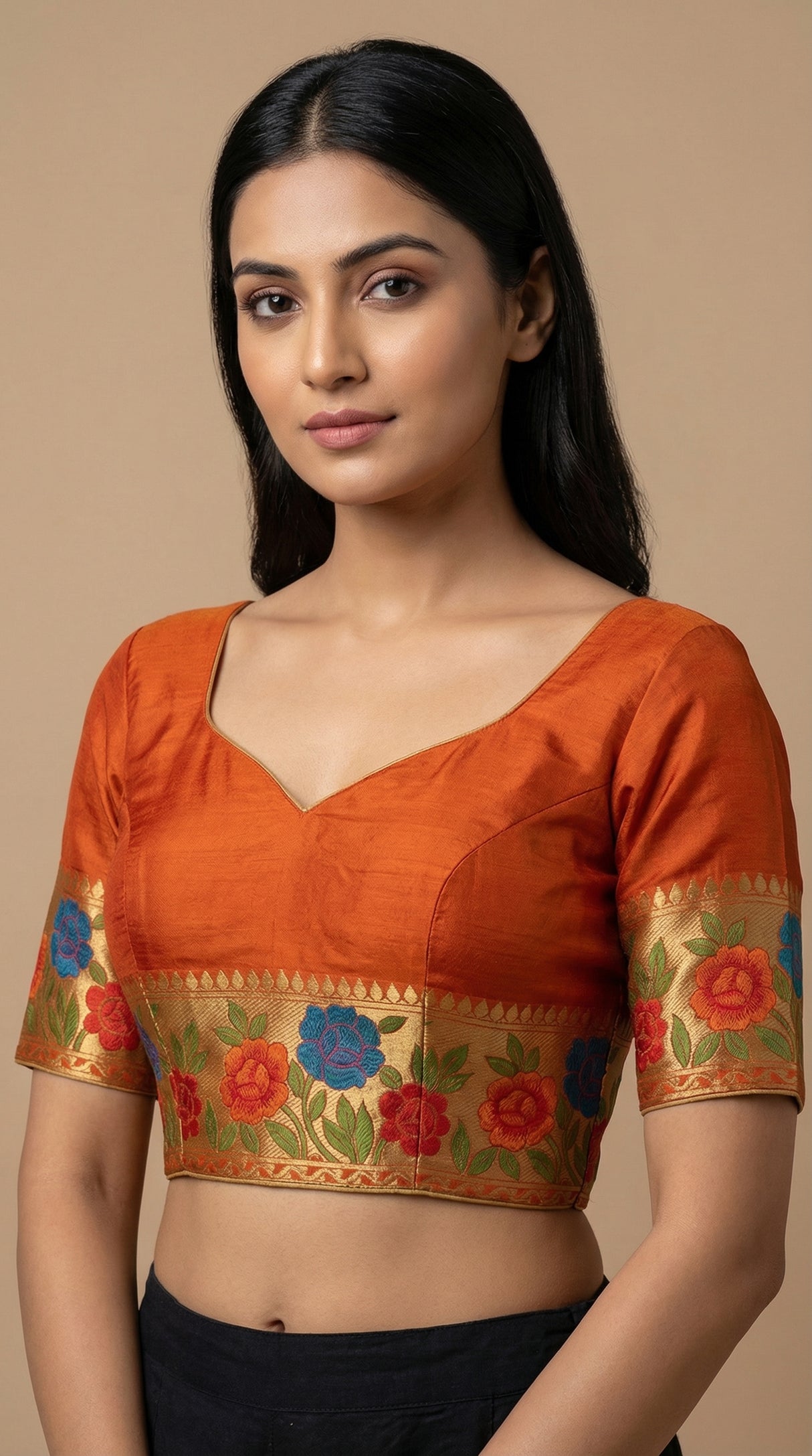 MIMOSA Women's Woven Design Paithani Style Raw Silk Saree with Blouse Piece - Mustard ( SA00003129MSFREE )