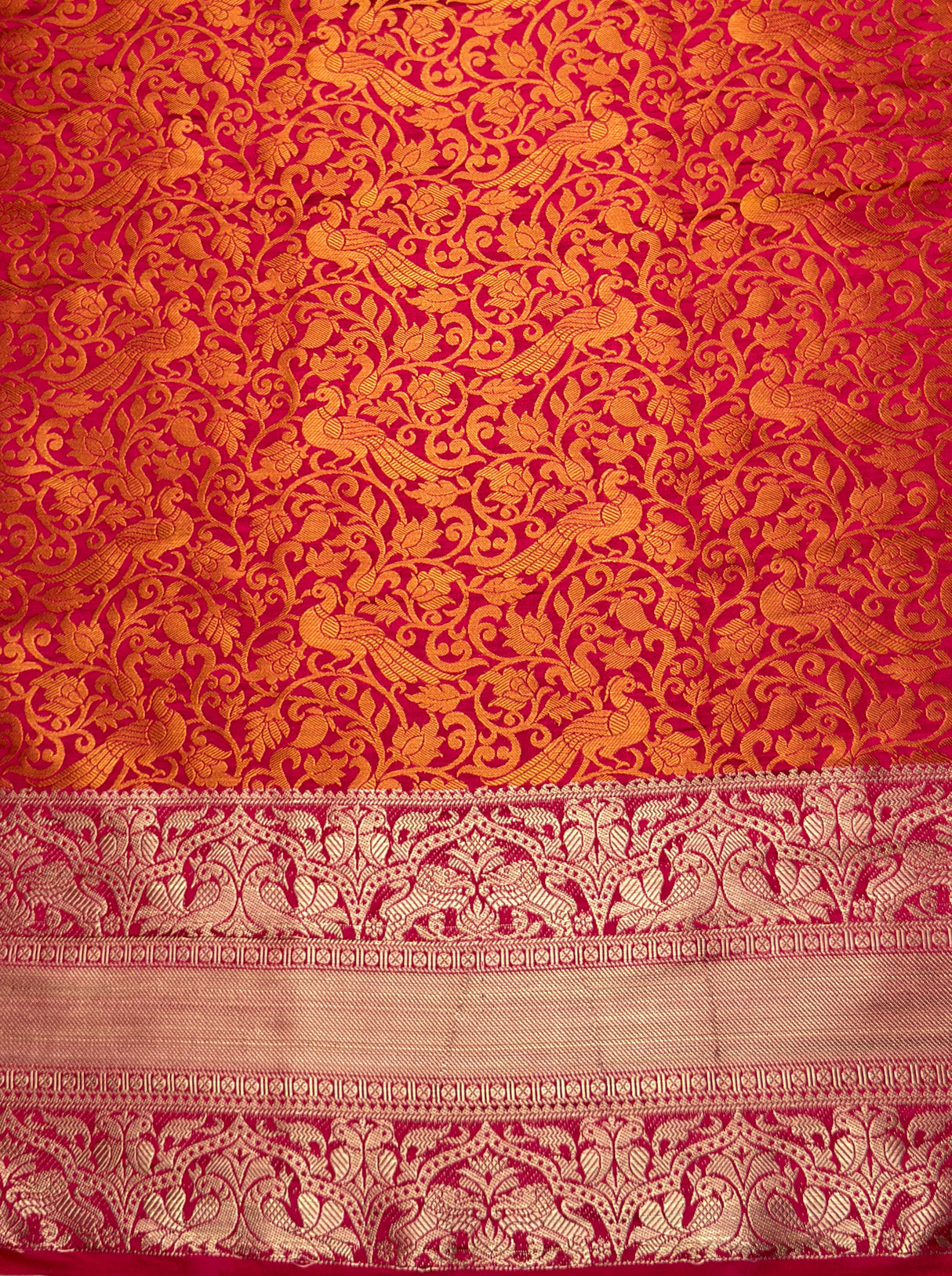 MIMOSA Women's Woven Design Banarasi Style Art Silk Saree with Blouse Piece - Rani ( SA00003132RNFREE )